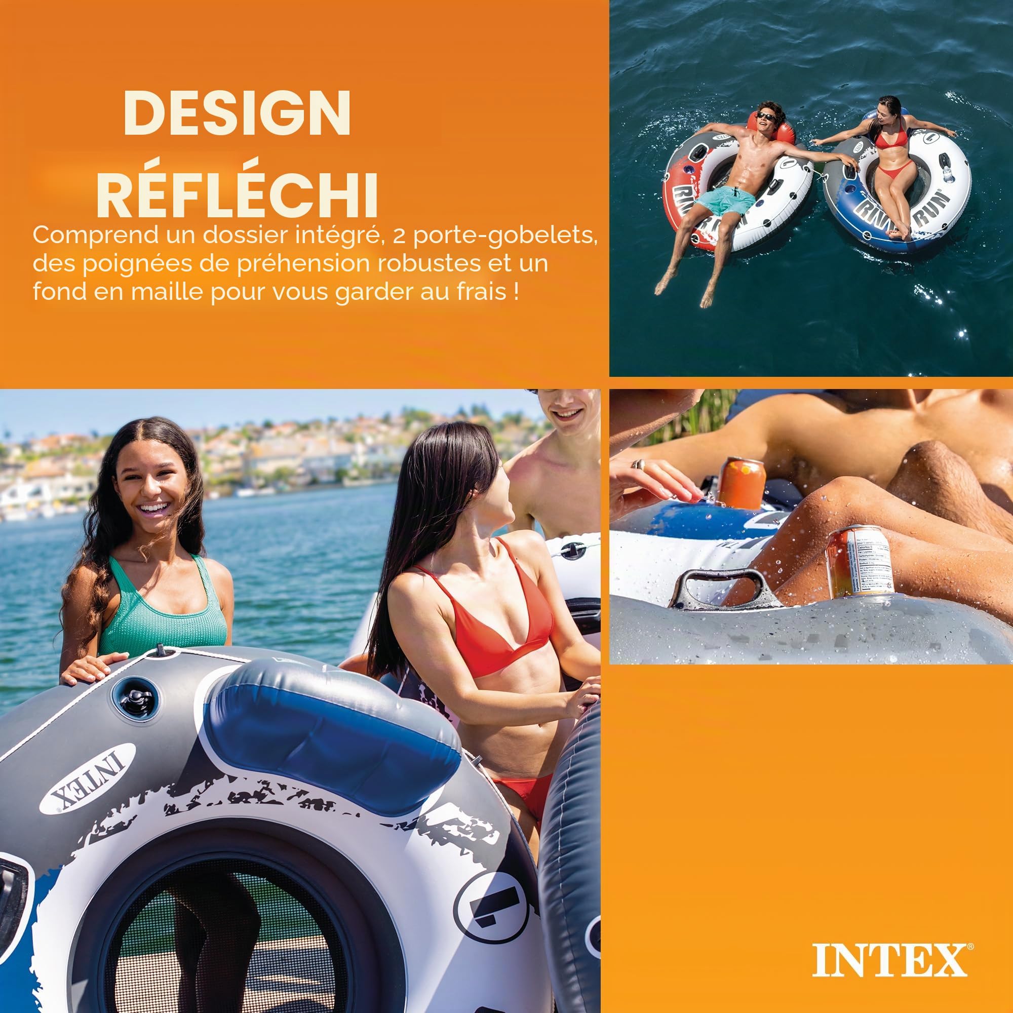 Intex River Run I Sport Lounge, Flotteur d'eau Gonflable