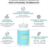 Vista 3 de ATLANOVA Suplemento multimineral multivitamínico liposomal verdadero, incluye minerales traza + complejo B, fórmula de absorción superior, vitaminas