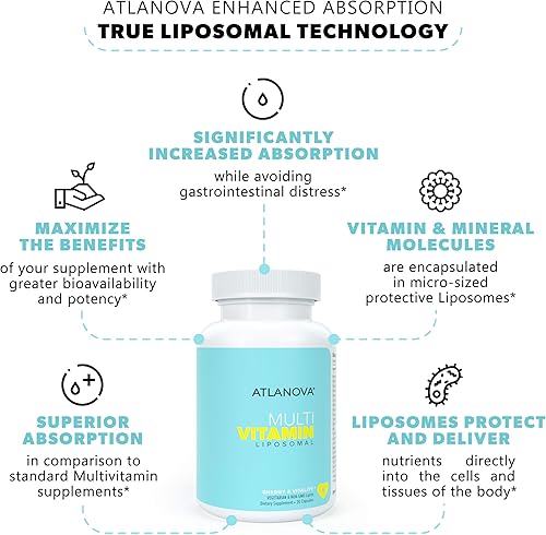 Miniatura 3 de ATLANOVA Suplemento multimineral multivitamínico liposomal verdadero, incluye minerales traza + complejo B, fórmula de absorción superior, vitaminas