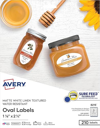 Etiquetas ovaladas texturadas Avery blancas 1125 x 2250 pulgadas