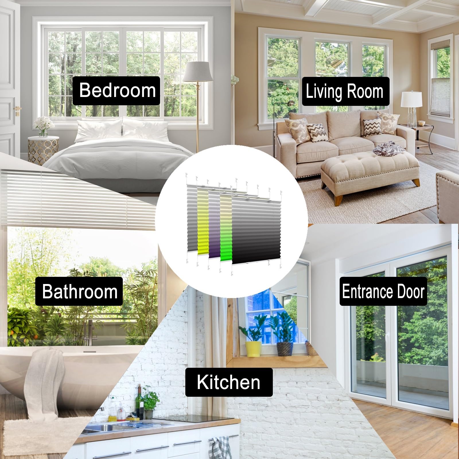Store Plissé Klemmfix 95 x 160 cm Stores pour Fenêtres, Store Plissé Lumière Naturelle sur Mesure pour Toutes Les fenêtres intérieures pour Fenêtres Et Portes, Vert