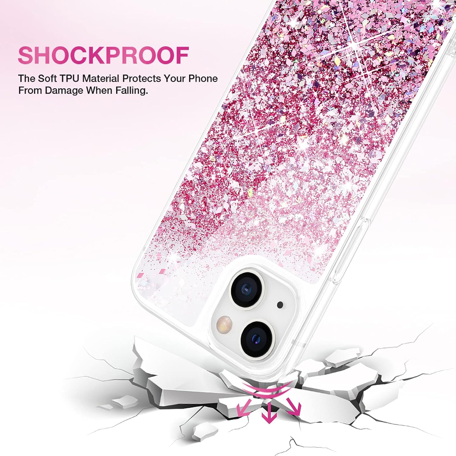Maxdara Glitter Case for iPhone 13 Case for Girls Women (with Screen Protector) Shiny Bling Sparkle Luxury Pretty Soft TPU Protective Phone Case for iPhone 13 6.1 inches (Rosepink)