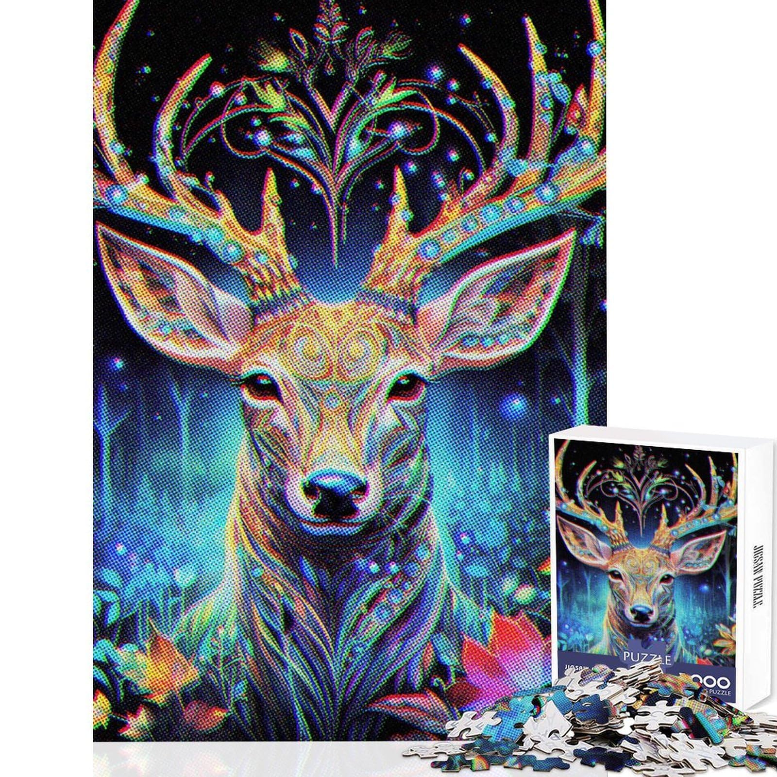 Magical Deer Jigsaw Puzzles 1000 Pieces Brain Boost Play Firm Fit Secure Assembly Delightful Pastime for Lazy Afternoons 50x75cm