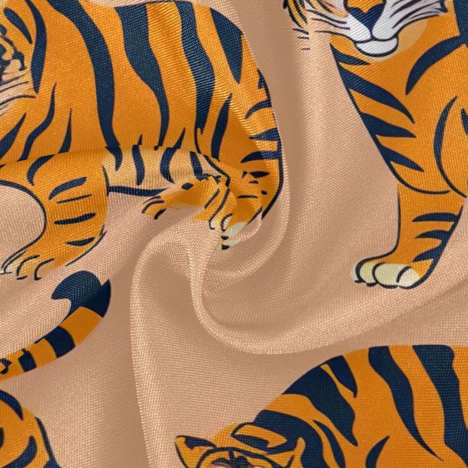 Wajiw 60 Inch Indoor Outdoor Round Tablecloth with Umbrella Hole and Zipper Waterproof Patio Table Cover for Camping Dining Room Party Outdoor Picnic,Tiger