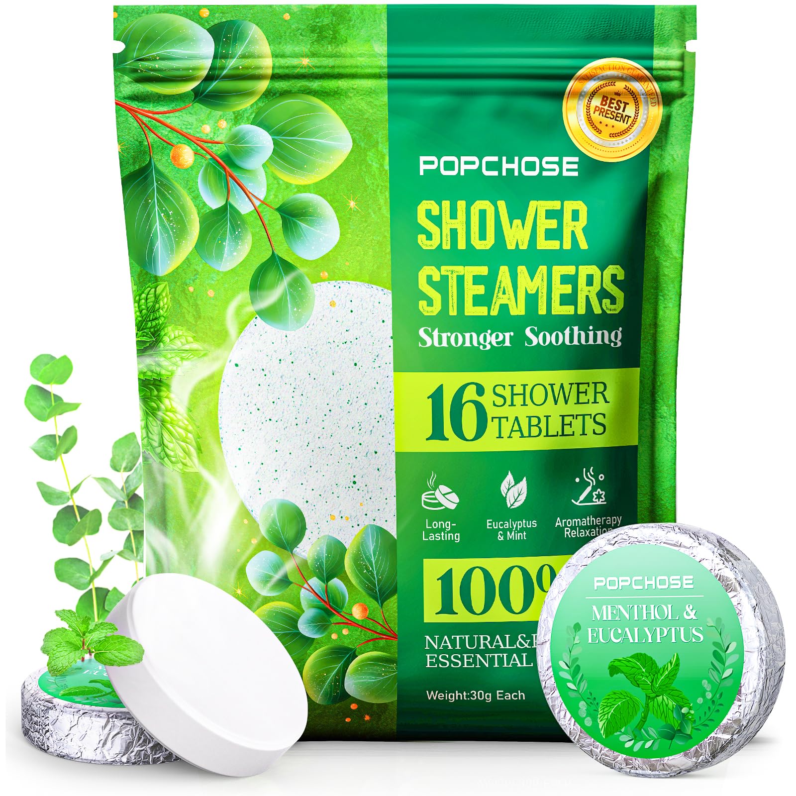 Shower Steamers Aromatherapy 16 Pack, Christmas Stocking Stuffers for Women & Men, Eucalyptus for Shower with Natural Essential Oils- Quick Relief Nasal Congestion, Home SPA & Self Care Relaxation