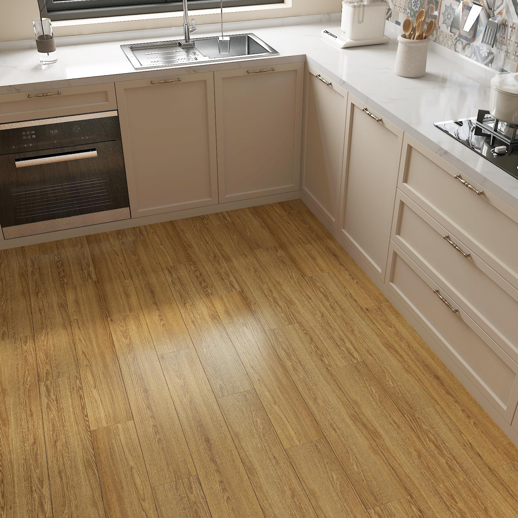 Decotalk Vinylboden Selbstklebend Holzoptik Bodenbelag Bad 90X15cm 17 Stück 2.3m² Dicke 1.66mm Wasserdichte PVC Bodenfliesen Braun Bodenaufkleber Leicht zu Verlegung Rutschfest für Wohnzimmer