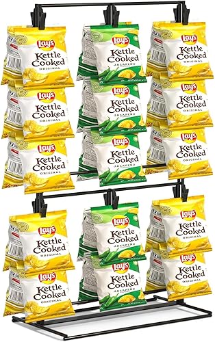 ERYTLLY Estante de chips premium para venta al por menor organiza tus aperitivos con nuestro soporte para bolsas de papas fritas, exhibe y almacena