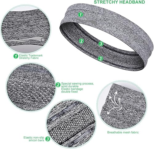 Miniatura 5 de Diademas para el sudor para mujeres y hombres, diadema deportiva súper absorbente, bandas elásticas antideslizantes para el sudor, bandas suaves