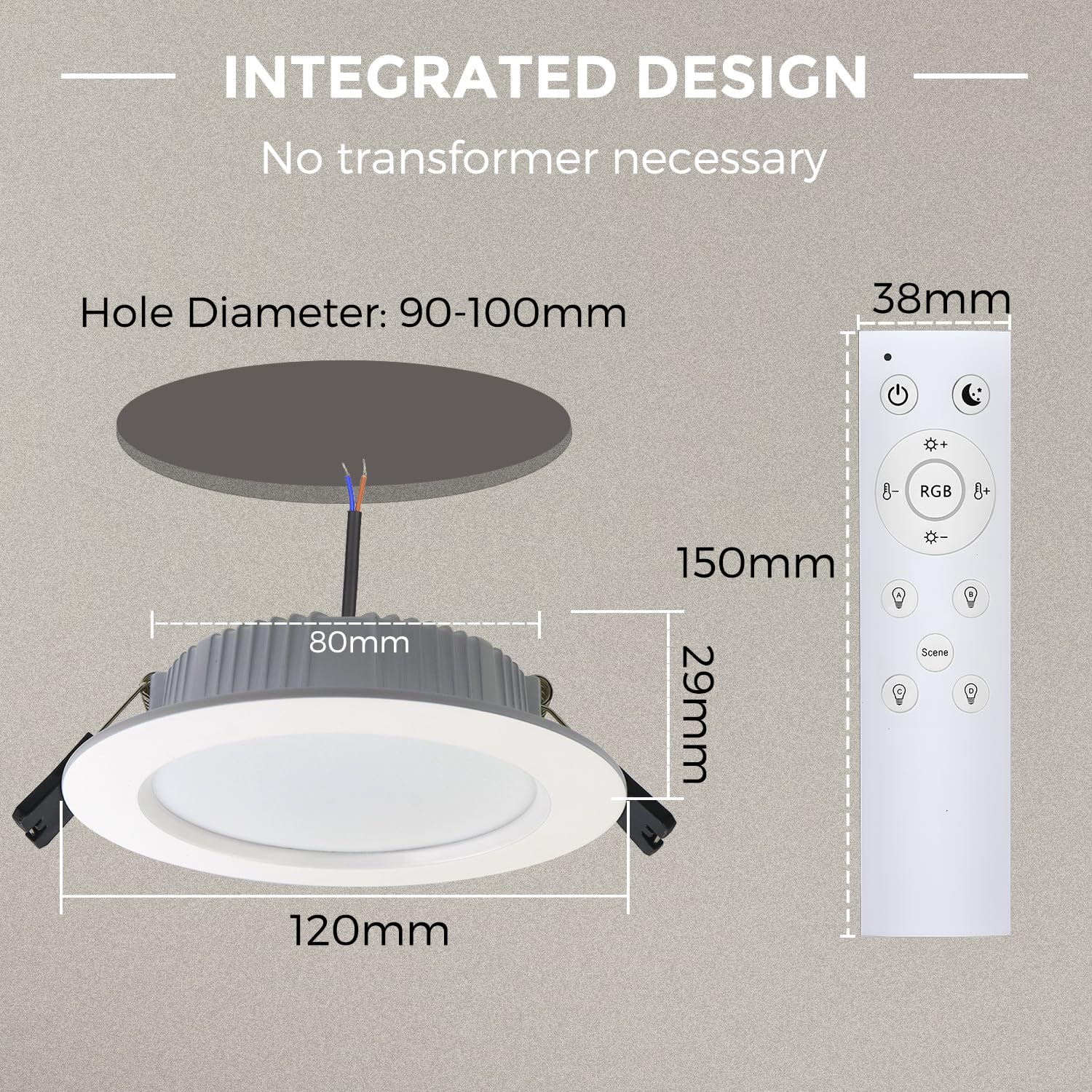 Downlight LED Techo Empotrable Inteligente 10W 230V, Colores RGB+blanco cálido Smart Foco Empotrable LED Techo Bluetooth, APP Control,Ф90-100mm, para cocina, Salón, 6 Pack