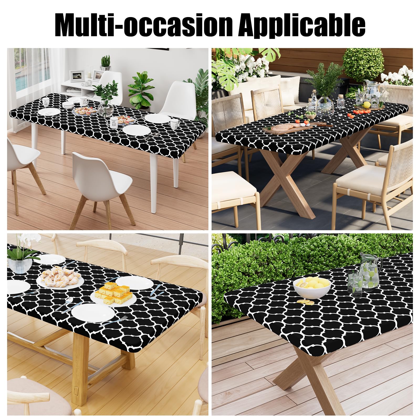 Smiry Wasserdichte Picknick-Tischdecke – Rechteckig 76,2x152,4 Cm, Mit Elastischem Rand & Flanellrückseite, Für Drinnen & Draußen