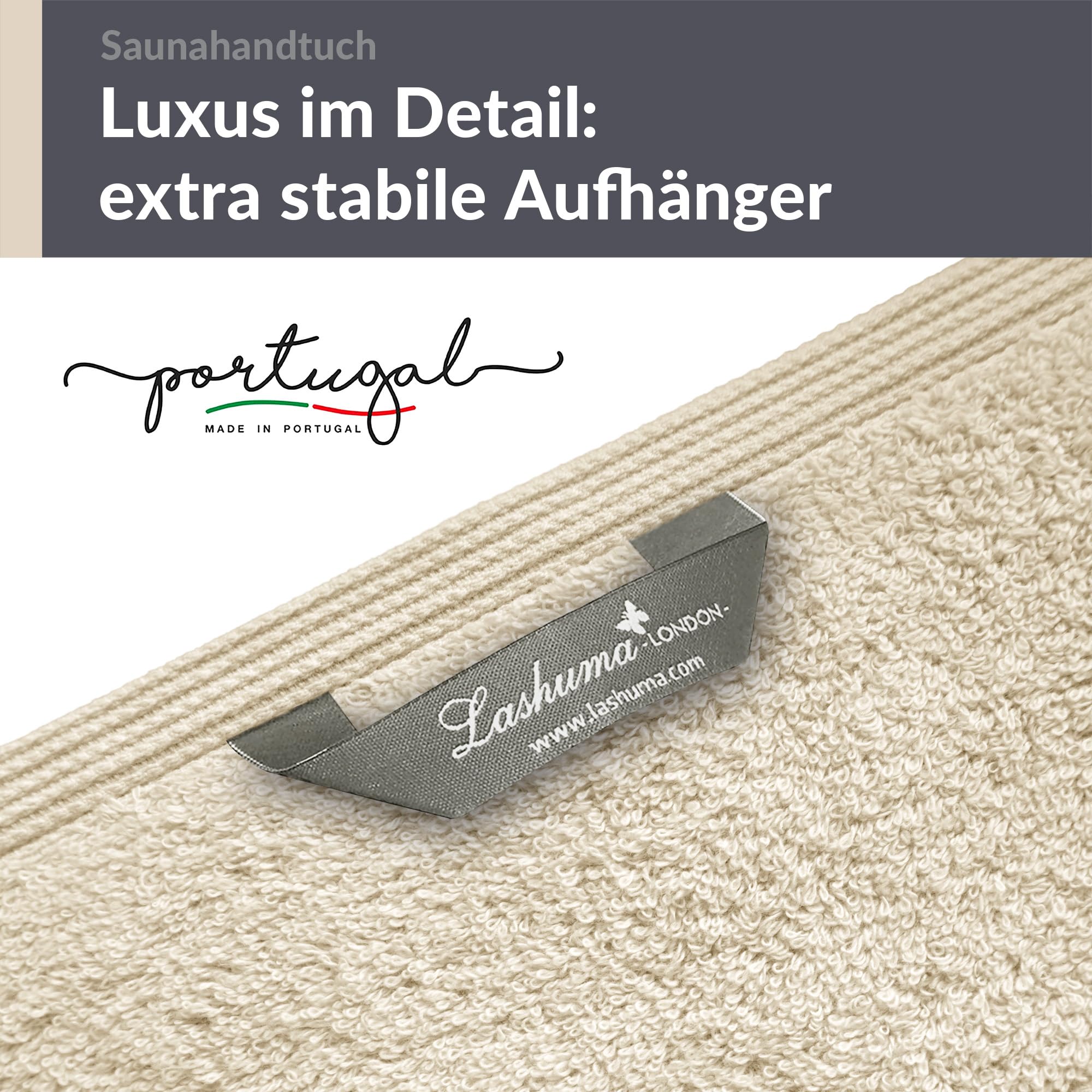 Lashuma Badehandtuch groß 100x200 cm Natur – Saugstarkes Weiches Saunahandtuch 100% Baumwolle