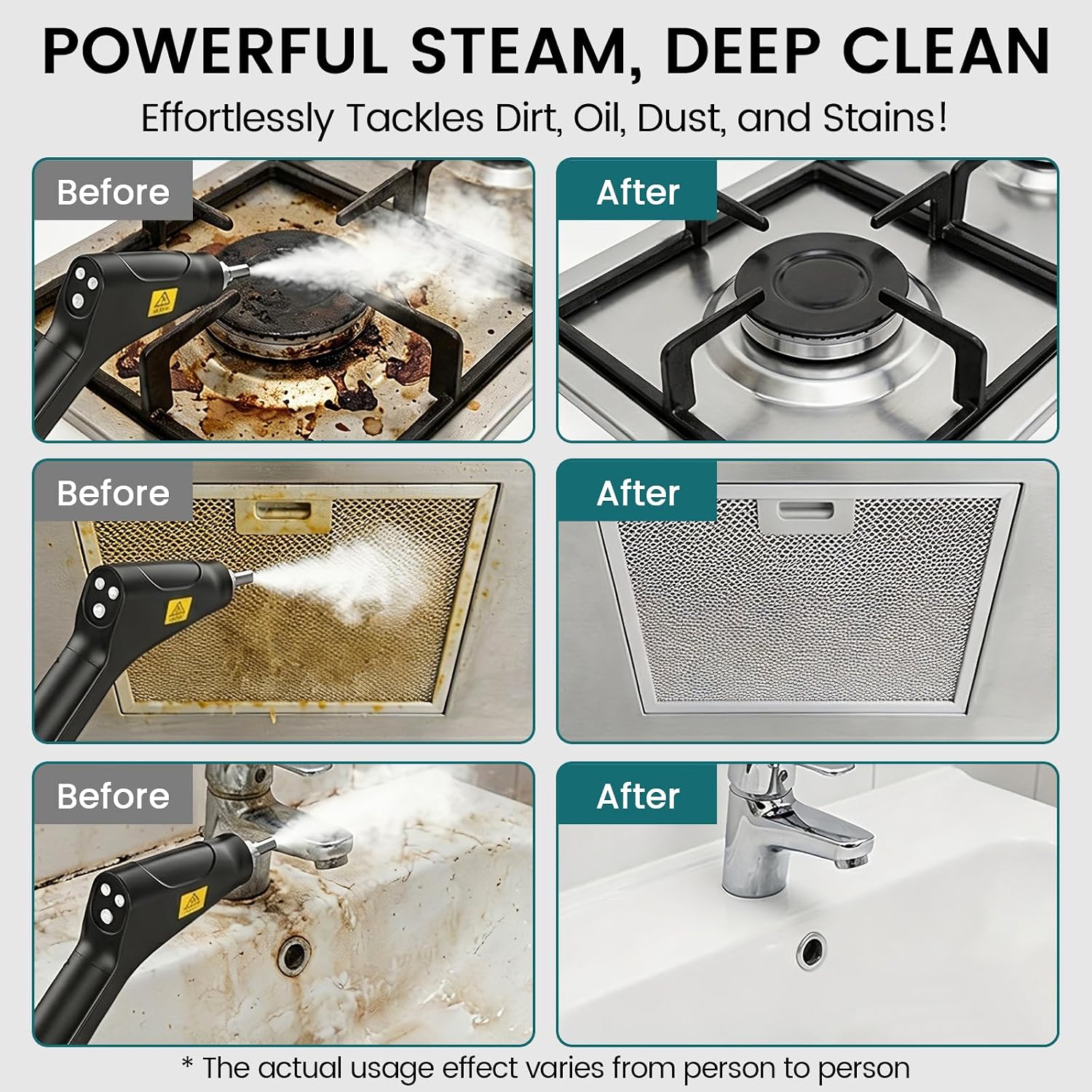 2500W High-Temp Steam Cleaner, Handheld Steamer Kit for Home, Car & Grout