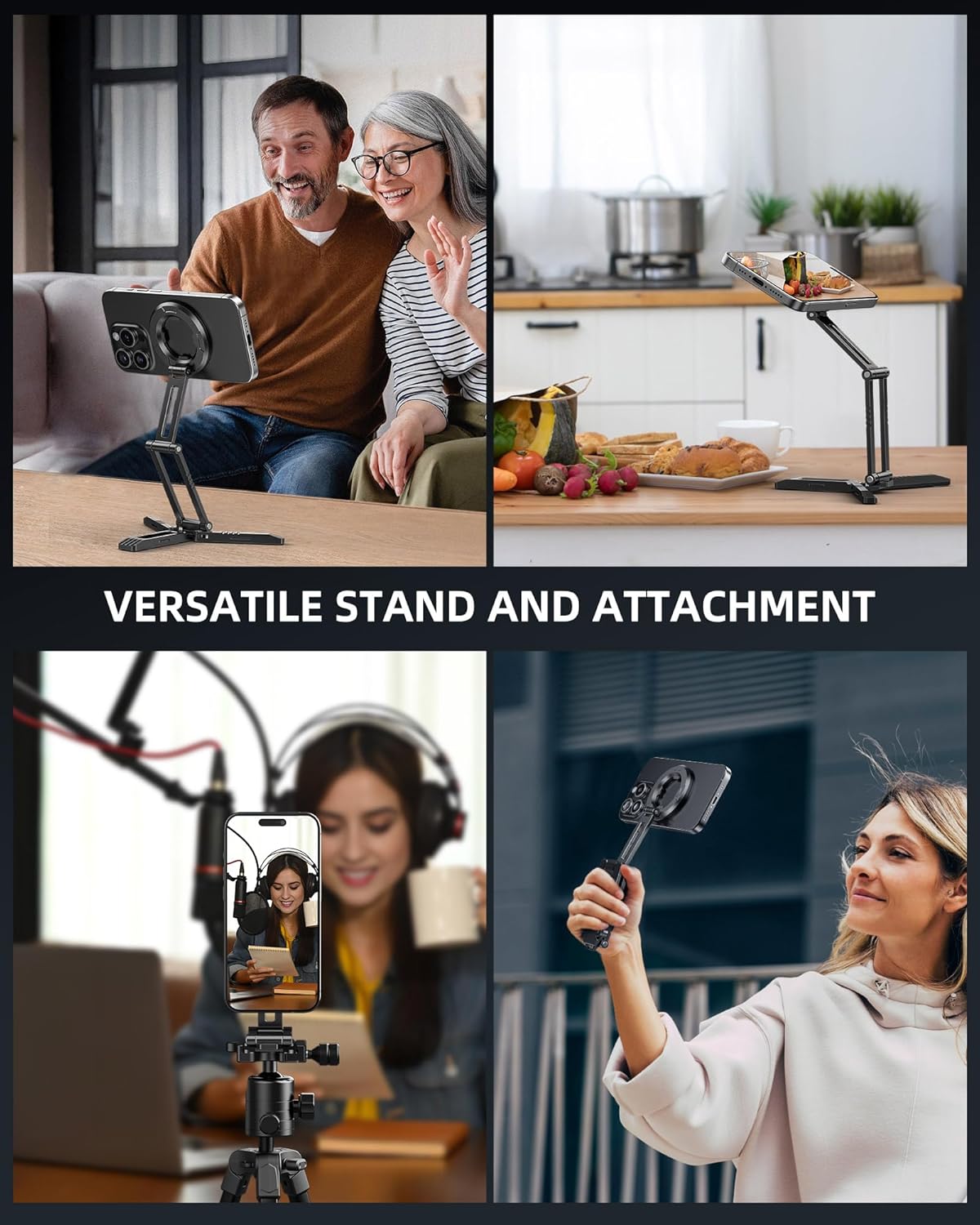 Magnetic Pocket Phone Tripod Foldable Compatible with Magsafe for iPhone 16/15/14/13/12 Plus Pro Max Series, MG03 PRO Aluminium Smartphone Mini Tripod Cell Phone Stand Magnet Quick Mount