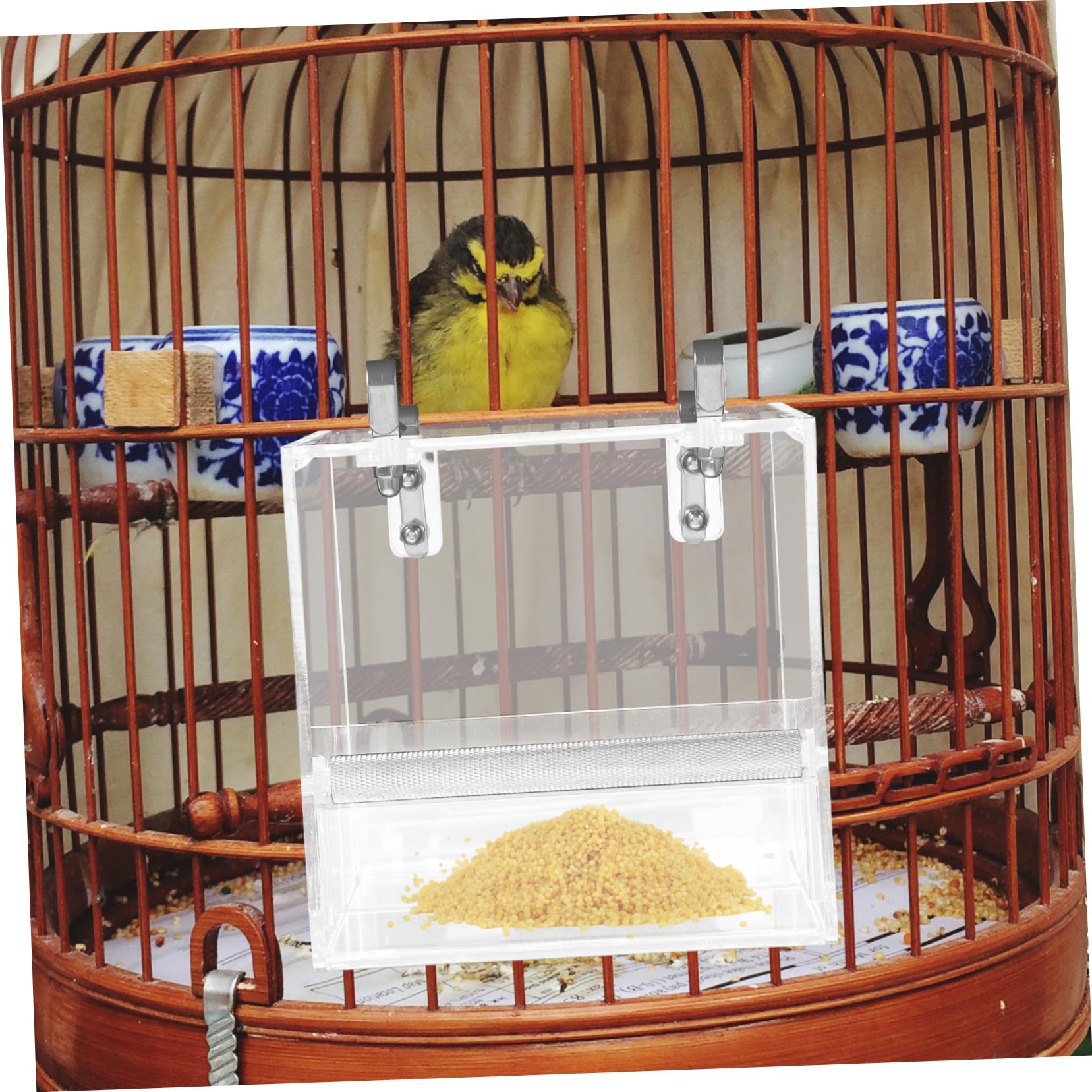 Mangeoire Automatique Plastique pour Oiseaux Petits et Perroquets Bol Eau et Nourriture Facile à Installer et Nettoyer Accessoire Suspendu Décoratif pour Cage