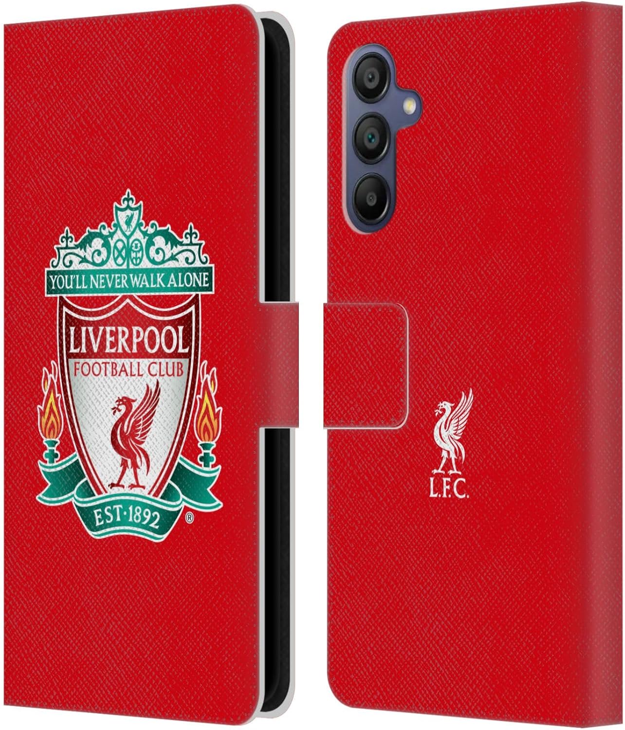 Head Case Designs Officially Licensed Liverpool Football Club Red 1 Crest 1 Leather Wallet Case Compatible with Samsung Galaxy A15