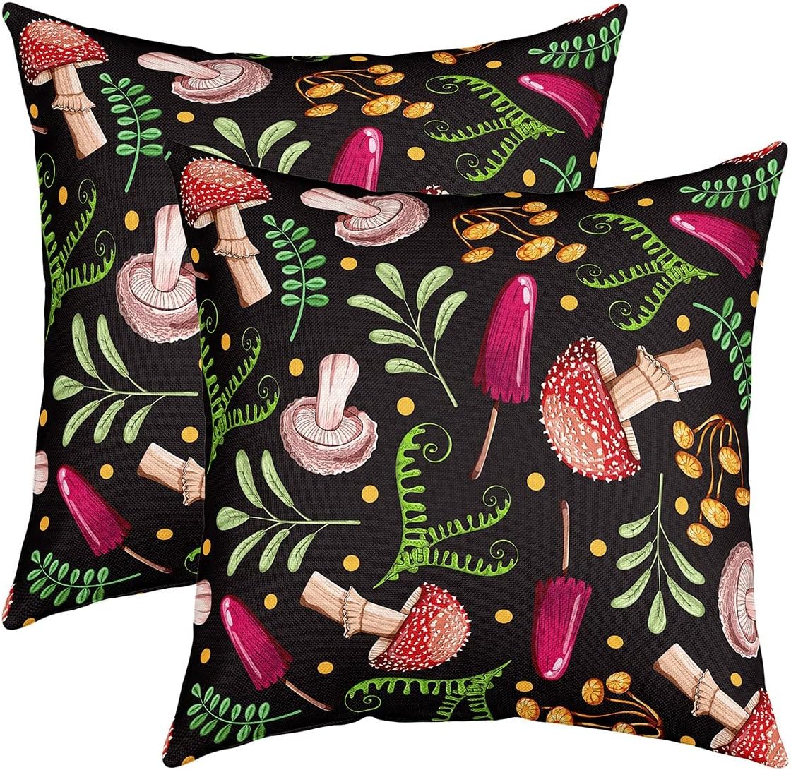 Feelyou Cute Mushroom Pillow Covers Home Decor Kids,Kawaii Fungus Reversible Throw Pillow Covers Wild Mushroom Stuff Square Cushion Covers Set of 2,20 x 20-Inch Multi 10 20" x 20"