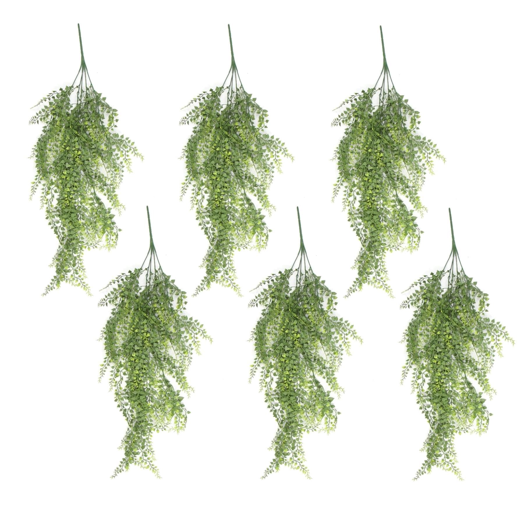 Leaf Artificial Hanging Plants Multipacks Fire Resistant UV Resistant, 6 X 82cm Button Fern