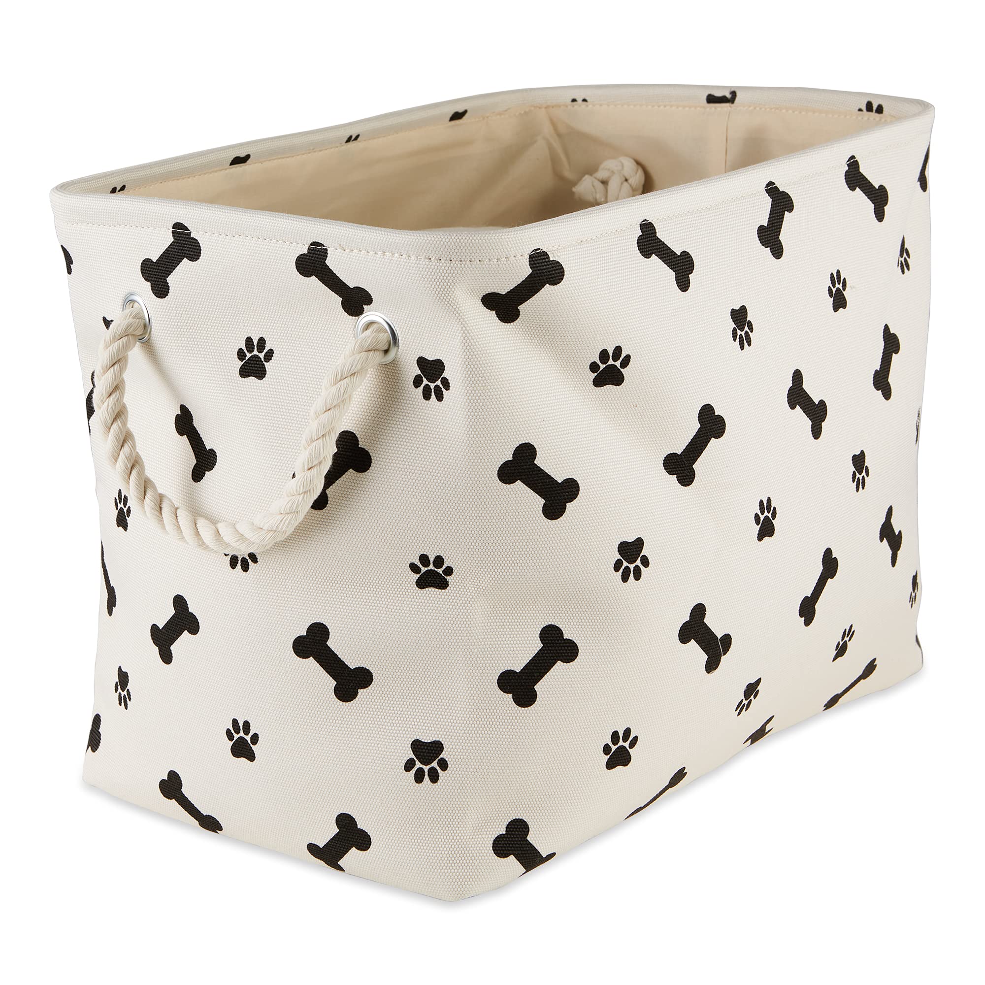 Bone Dry Paw and Bone Print, Polyester, Black, Small Rectangle, 14x8x9