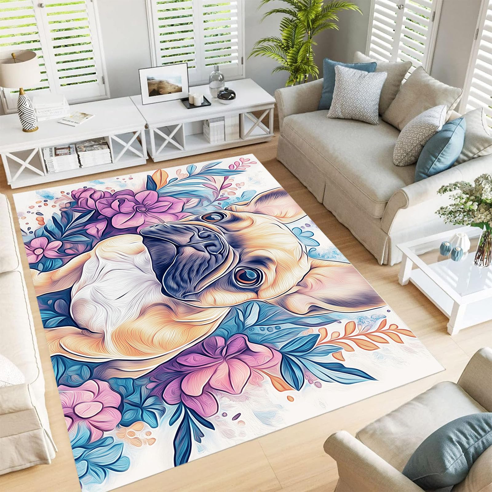 Tapis antidérapant Bouledogue Français lavable 60x90cm pour entrée
