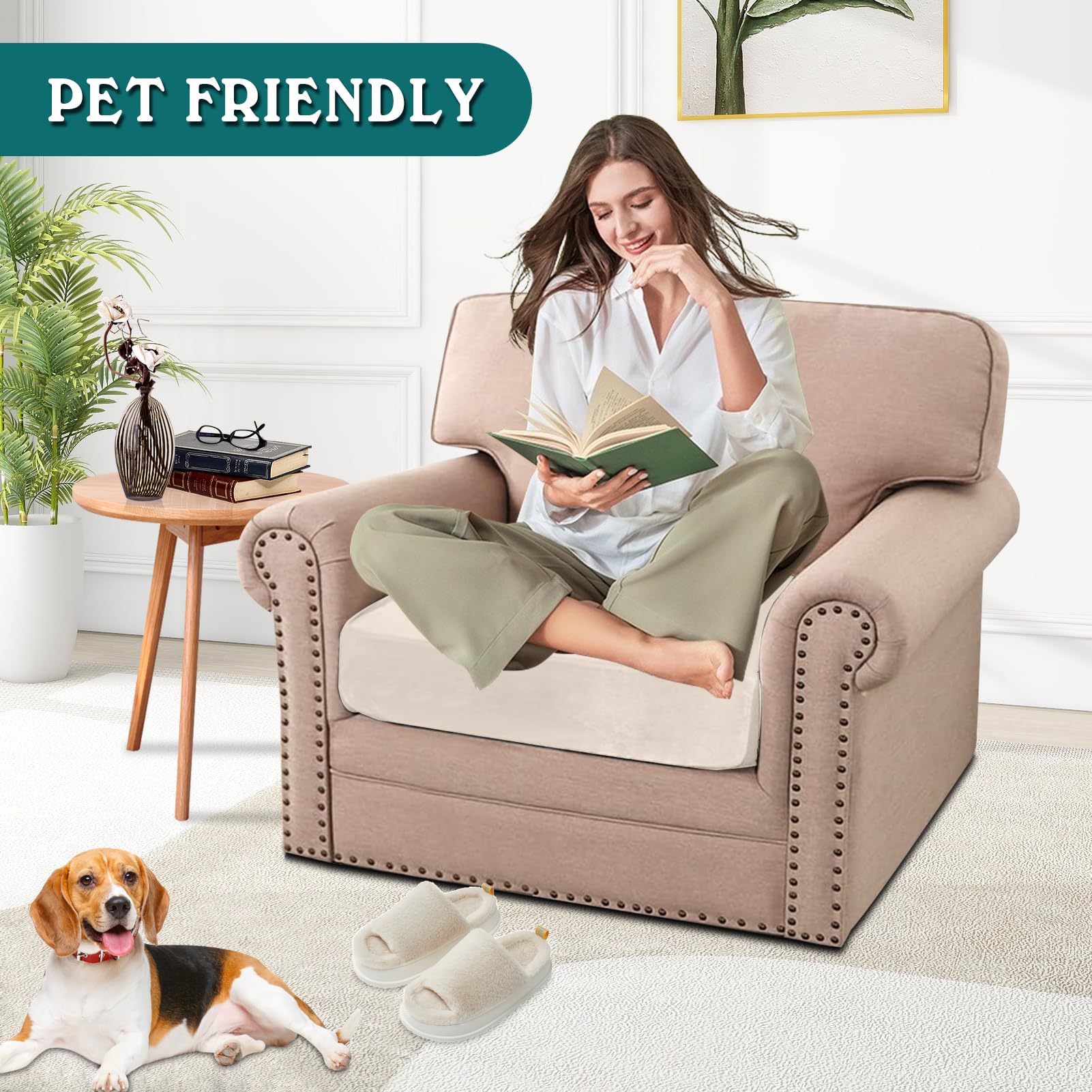 BXFUL Stretch Velvet Sofa Seat Cushion Cover, Removable Sofa Couch Covers with Elastic Bottom - Image 4