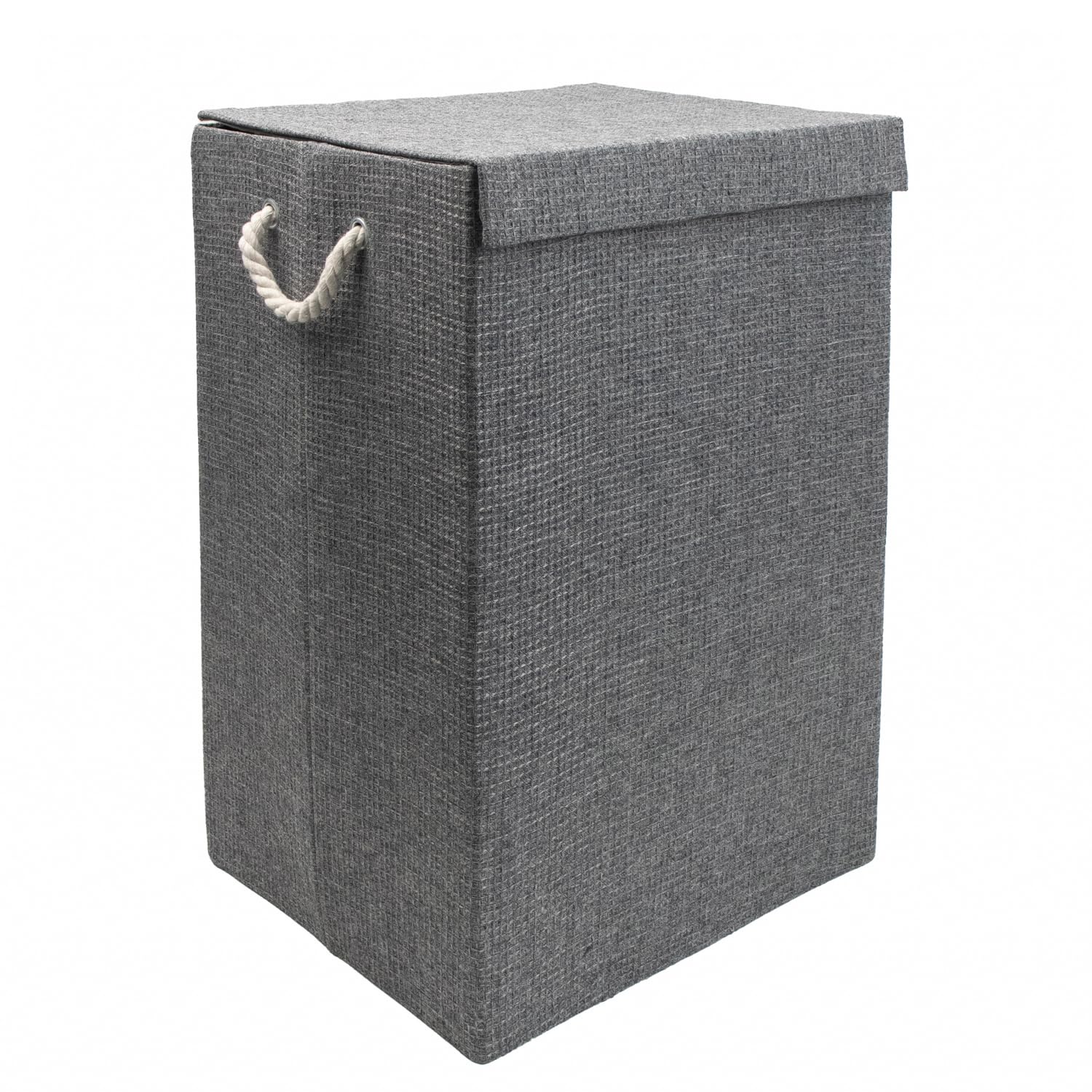 Jvl Grey Chroma Foldable Fabric Laundry Hamper With Lid For Bedroom And Bathroom Use,