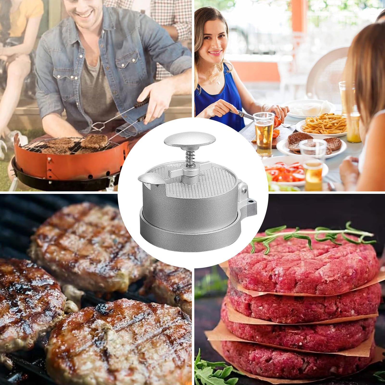 Presse à Burgers Hitburu – Pour Steaks Hachés Ronds Et Uniformes, Idéale Barbecue, Cuisine, Camping