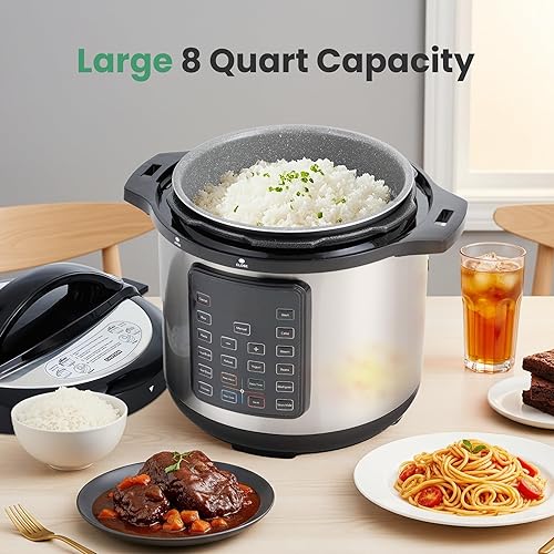 Miniatura 3 de InfiniPower Olla de Presion eléctrica 16 en 1, 19 presets multicocción instantánea, olla antiadherente para arroz, saltear, pasta, yogur, 8 cuartos