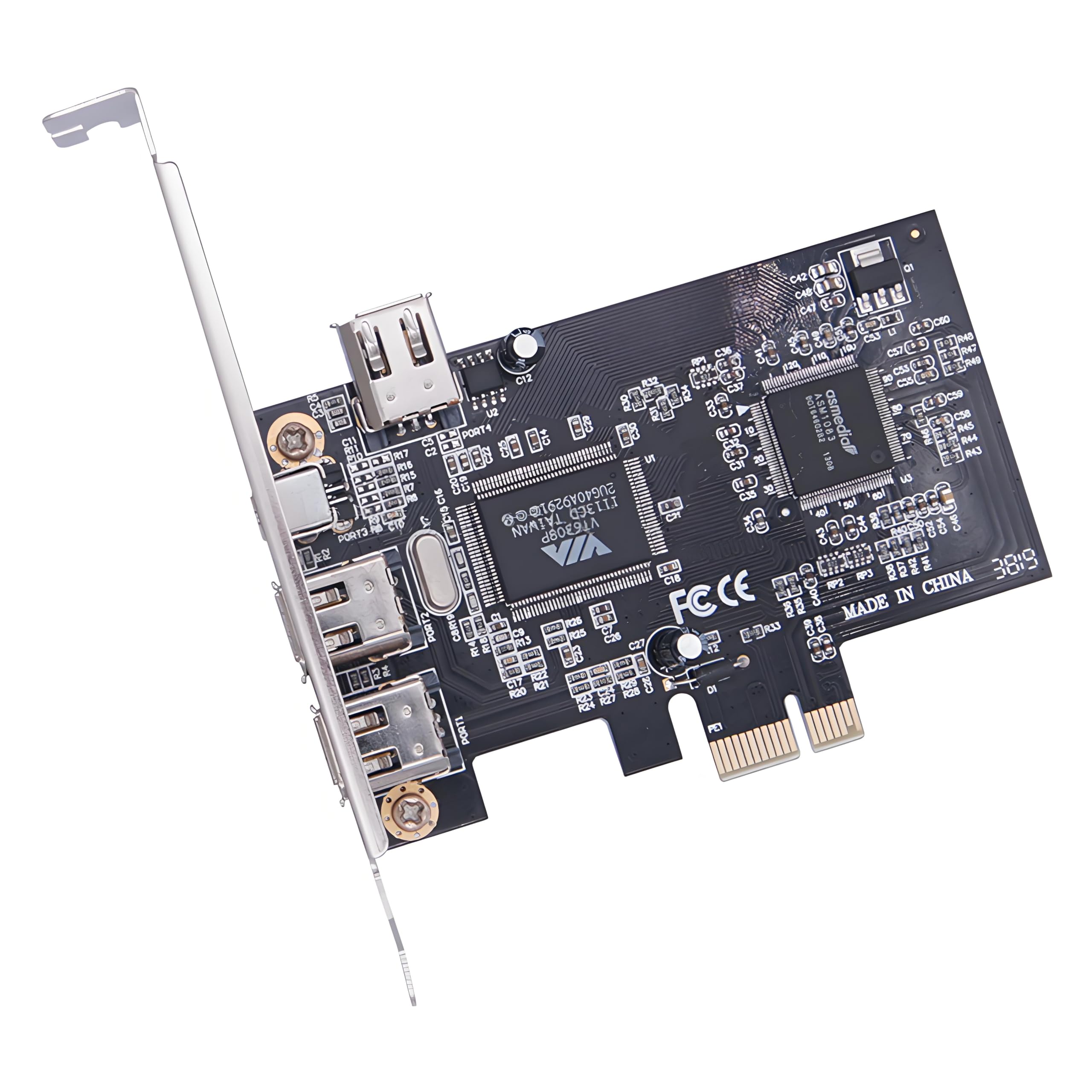 Carte PCI-E 1X 4X 16X vers Firewire 400, Carte de Capture IEEE 1394a PCI Express 4 Ports, Adaptateur IEEE-1394 400 Mbps 6 Broches et 4 Broches pour Windows, Mac OS et Linux