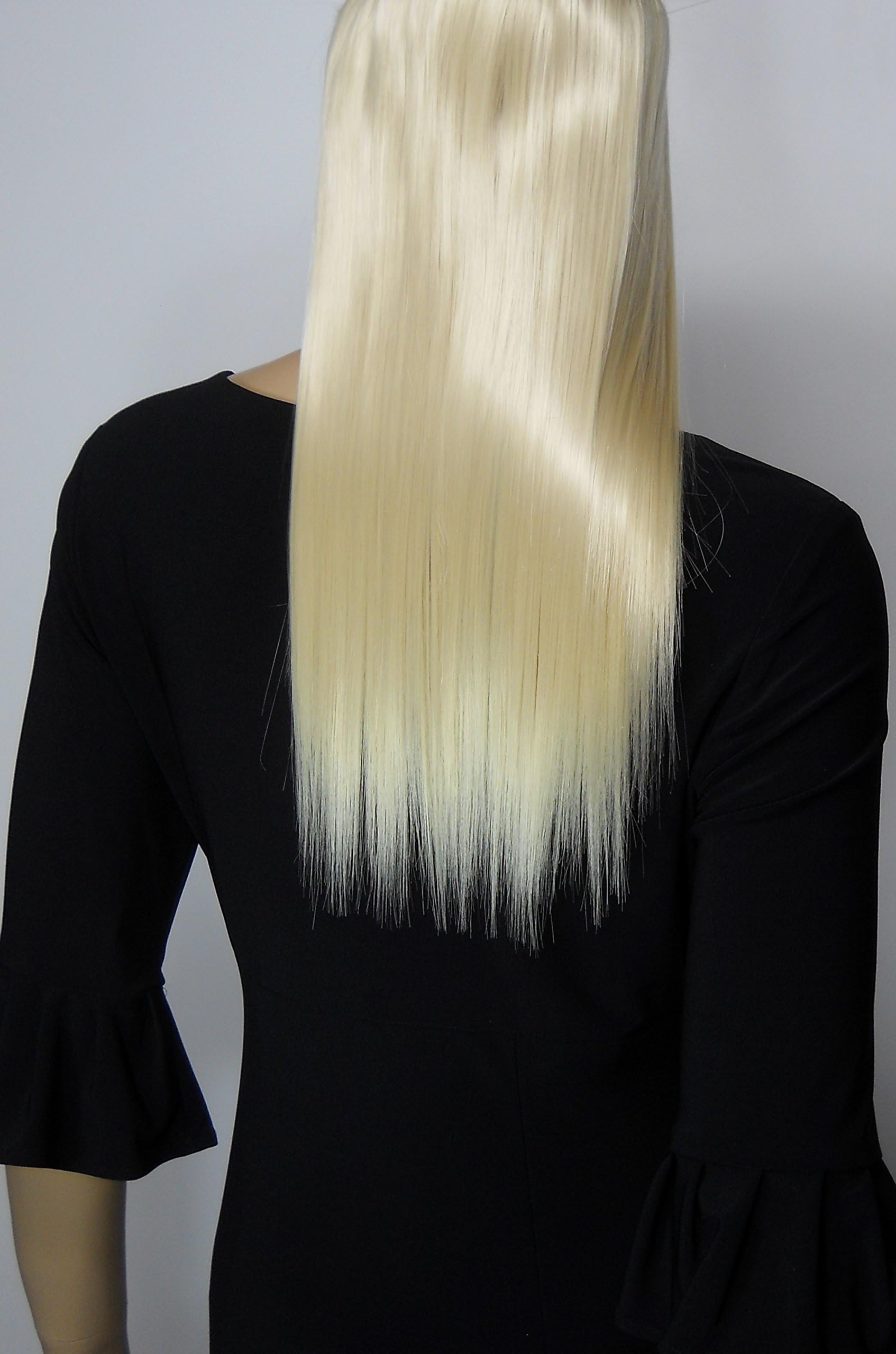 #613 Light Blonde 16" Halo - Flip in Synthetic Hair Extensions on a Wire Heat Resistant to 350