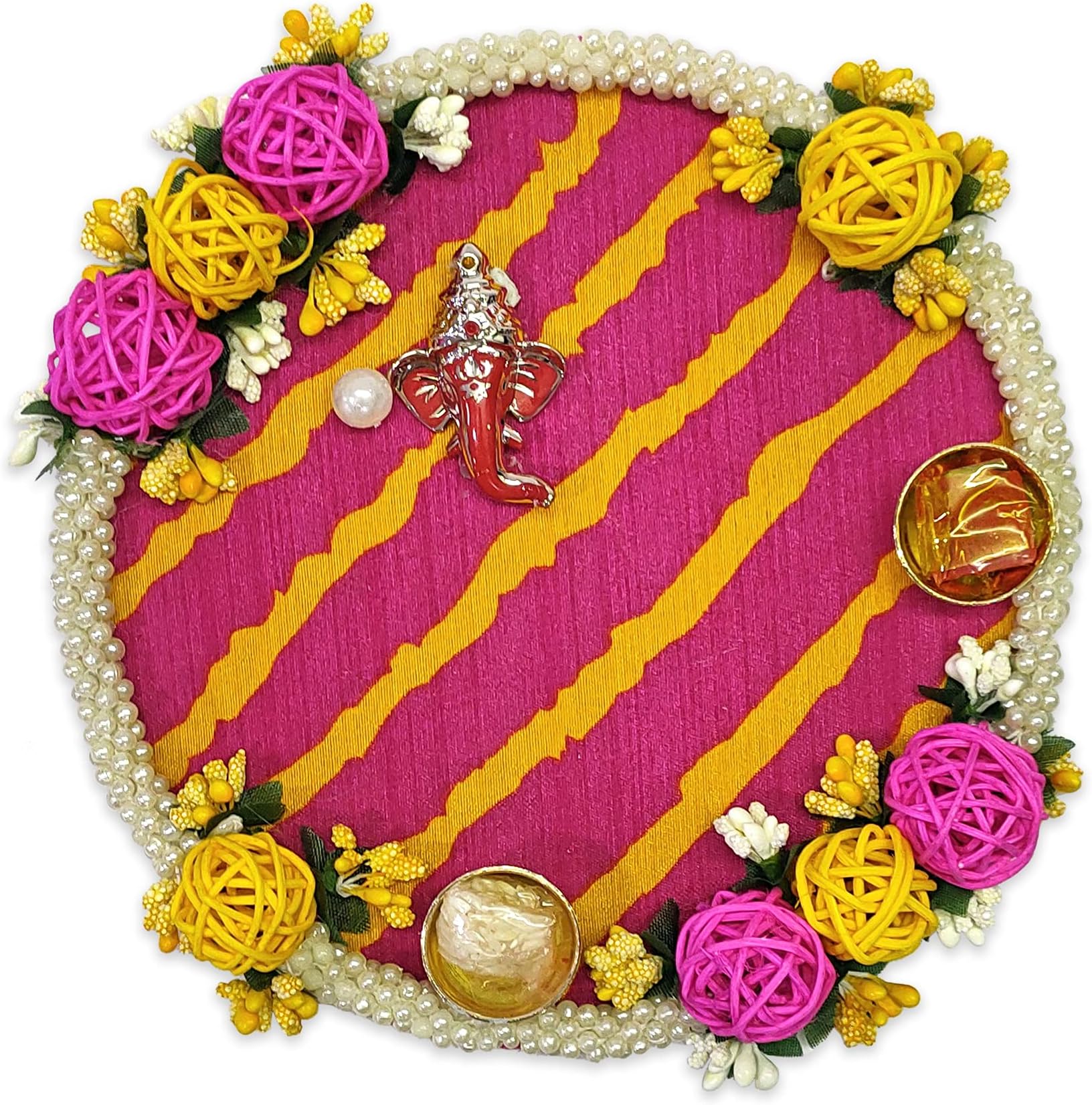 CRAFTSMAN SATVIK Karwa Chauth/Karva Chauth Puja Thali Set Platter Karwachauth Pooja Thali with Roli Chawal Karvachauth