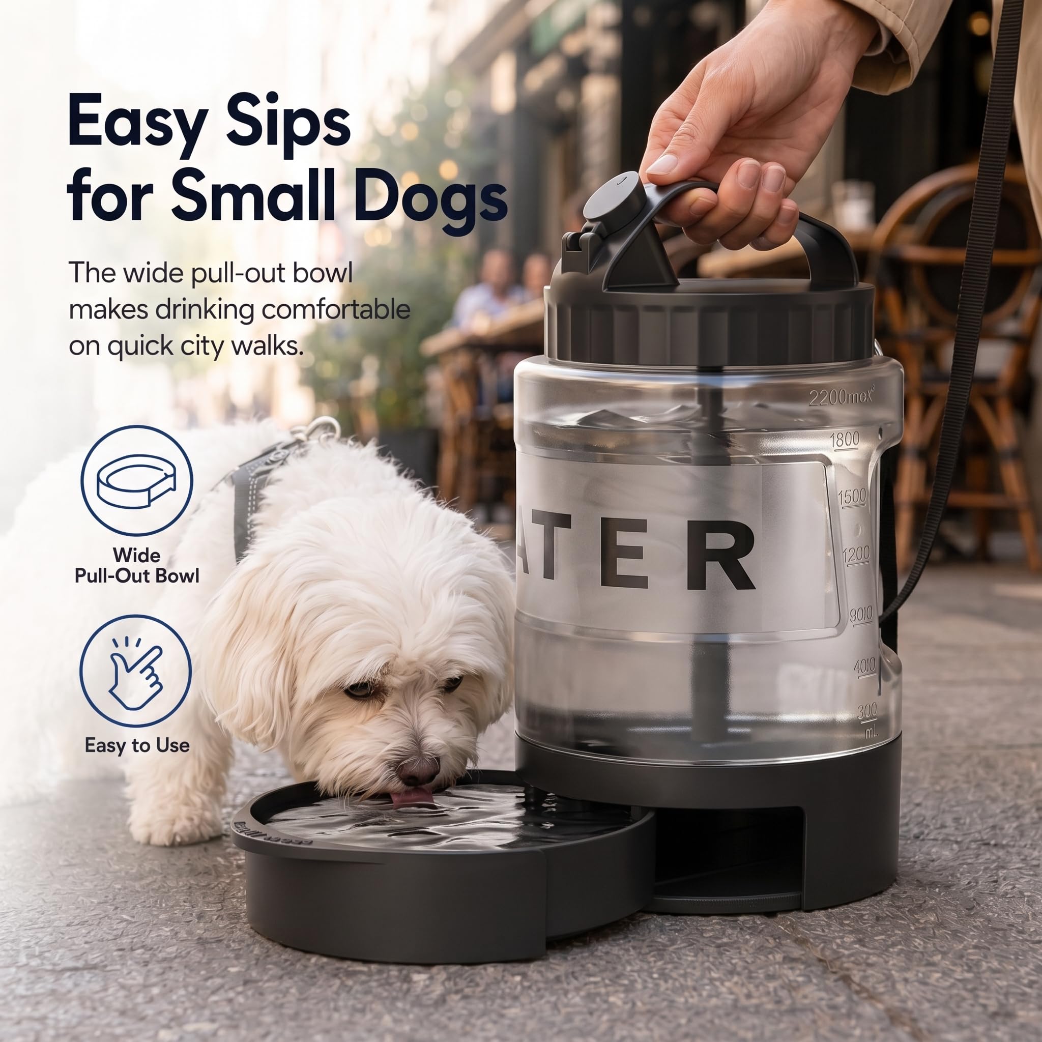 lesotc Dispensador de cuenco de agua portátil para perros, botella de agua de viaje para perros
