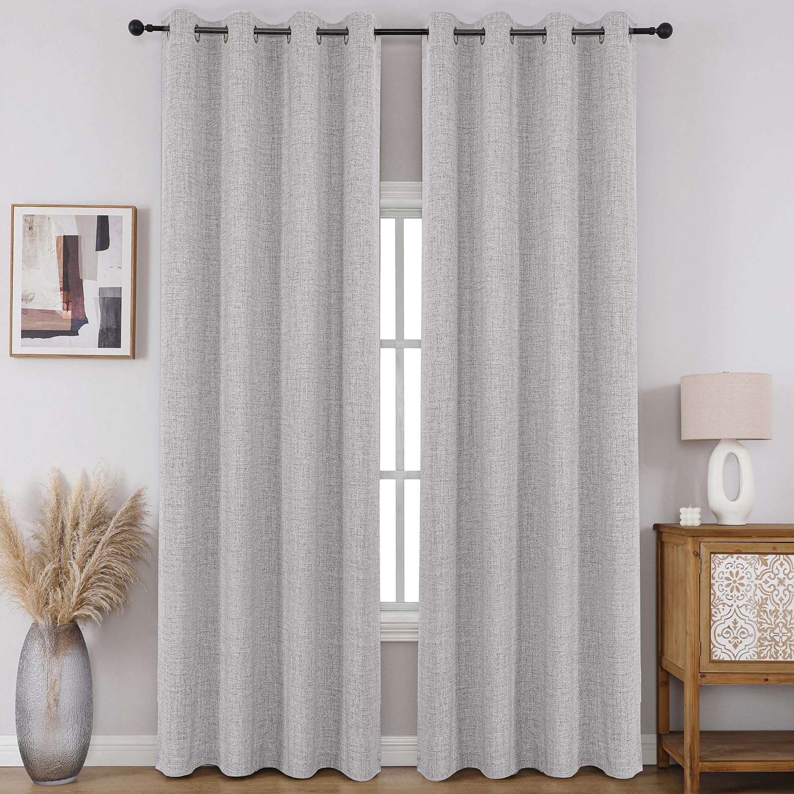 View 1 of ***DIRTY***CUCRAF 100% Blackout Curtains 84"L, 2 Panels, White