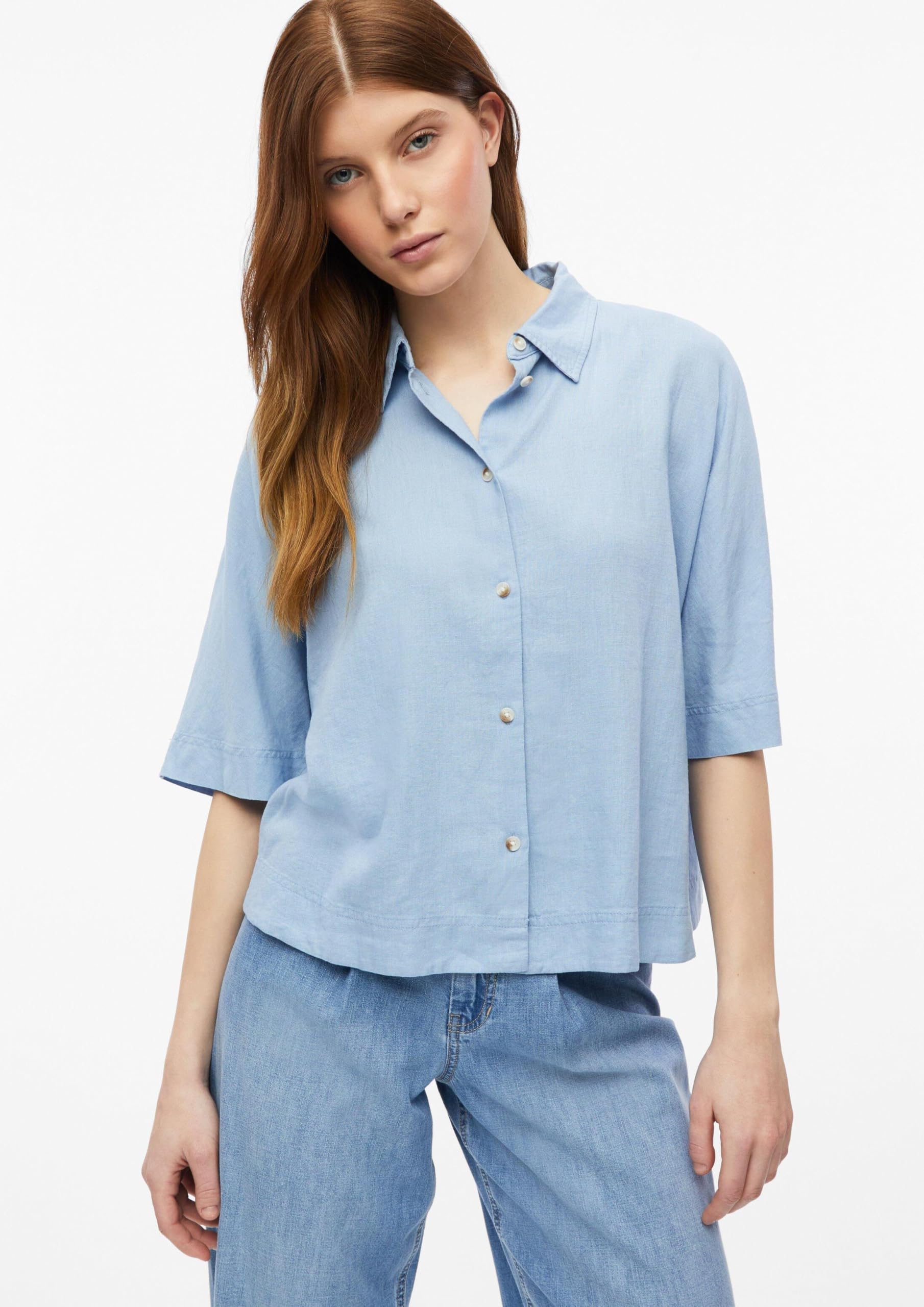 s.Oliver Damen 2179138 Bluse kurz aus Leinenmix (1er Pack)