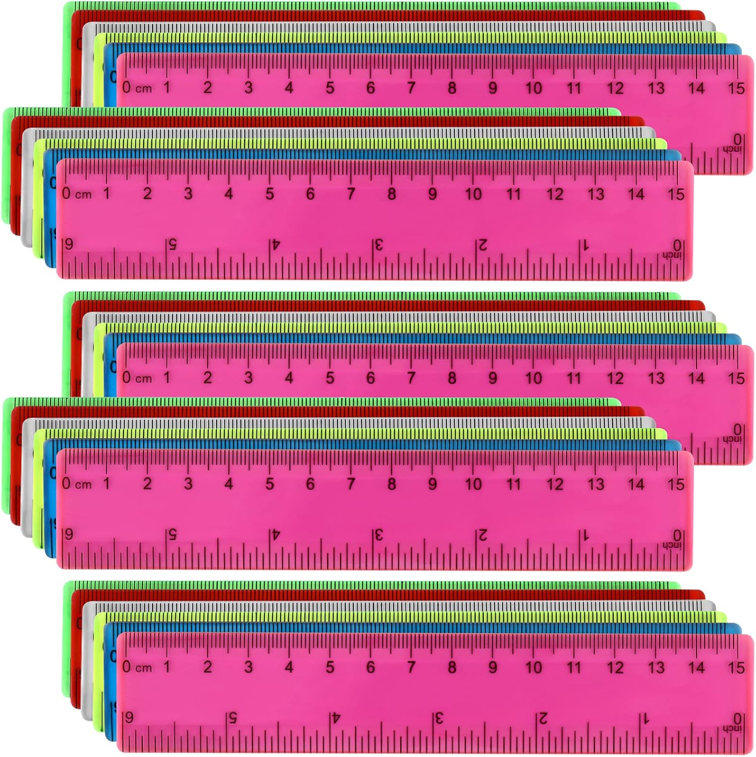 Amazon.com : KEILEOHO 30 Pack 6 Inch Plastic Ruler, Small Ruler with ...