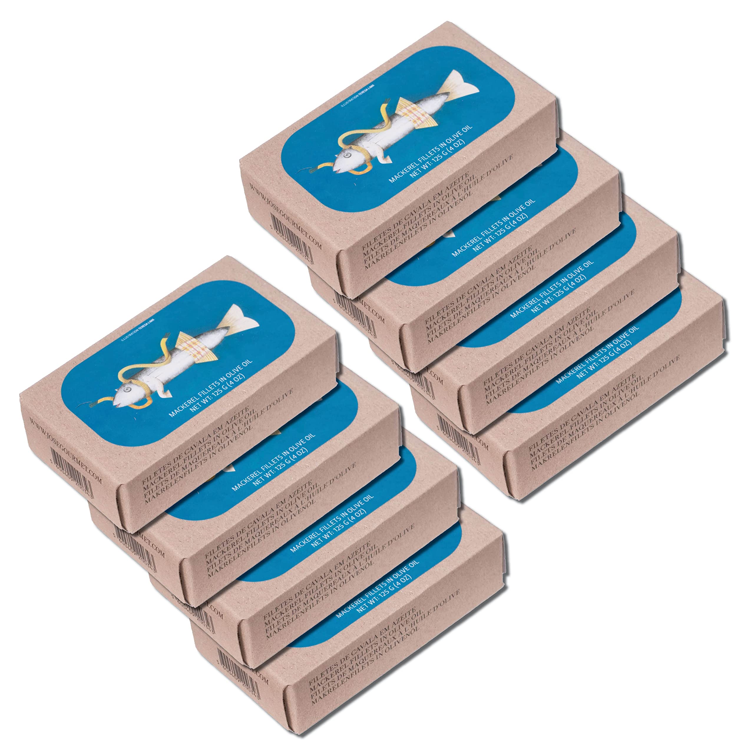 Canned Mackerel Fillets in Olive Oil by Jose Gourmet, Wild Caught Portuguese Mackerel, Tinned Fish in Olive Oil, High Protein Sustainable Seafood