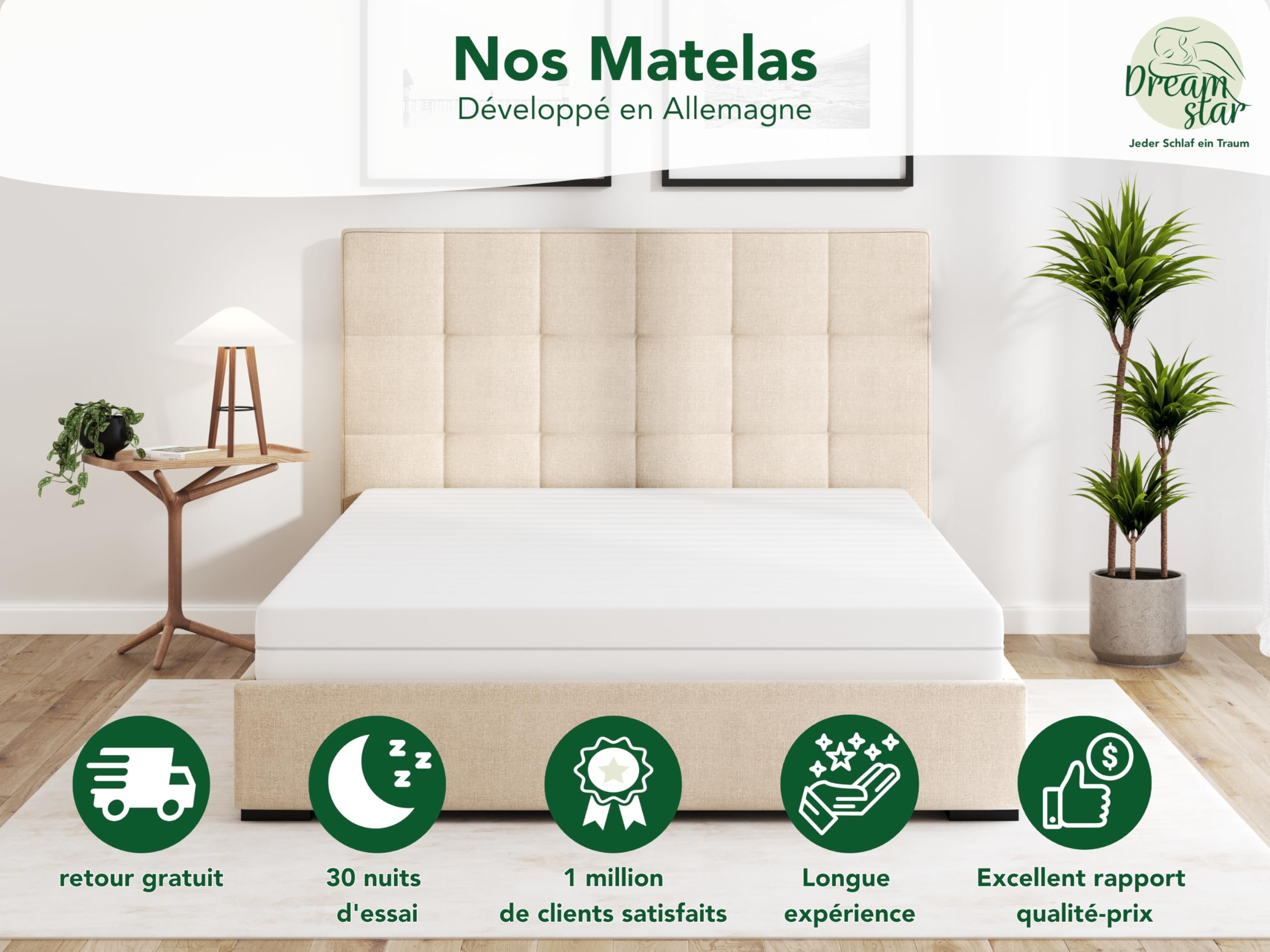 DREAMSTAR Easy Flex Orthopedisch traagschuimmatras met 7 zones, Oeko-Tex gecertificeerd, hardheidsgraad 2 en 3 (H2 en H3), rolmatras 13 cm, 160 x 200 cm, made in EU