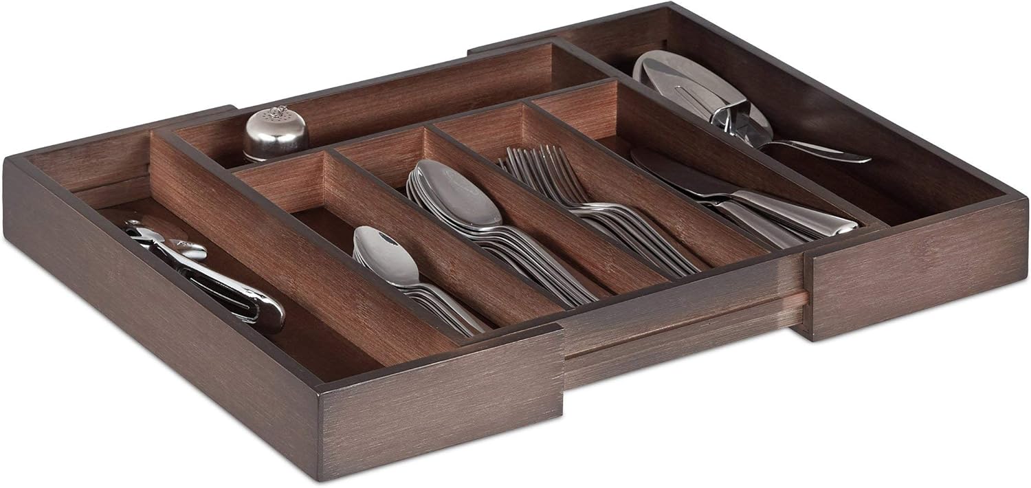 Relaxdays Cutlery Drawer Tray, Extendable, Variable Width, 5 7