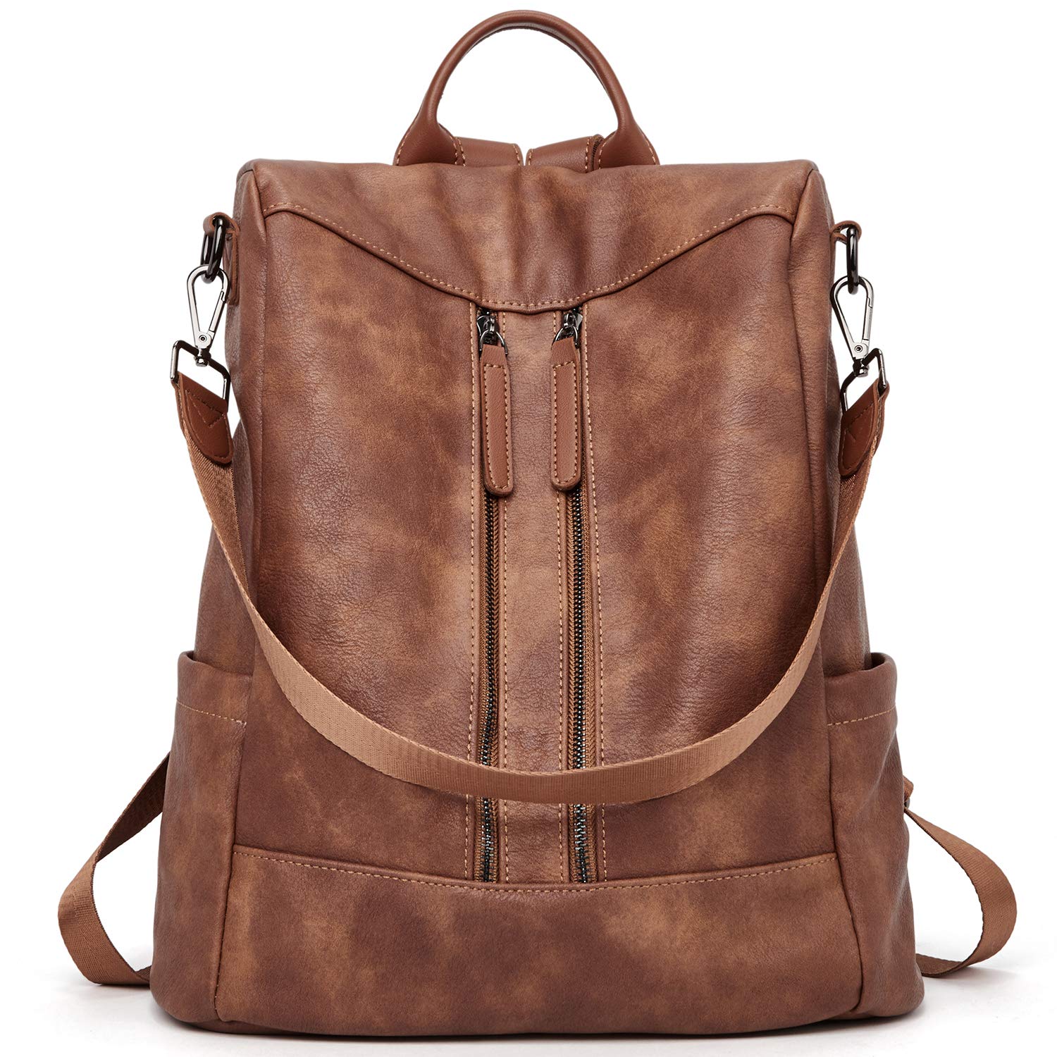 BROMENWomen Backpack Purse Leather Anti-theft Travel Backpack Fashion Shoulder Handbag Brown