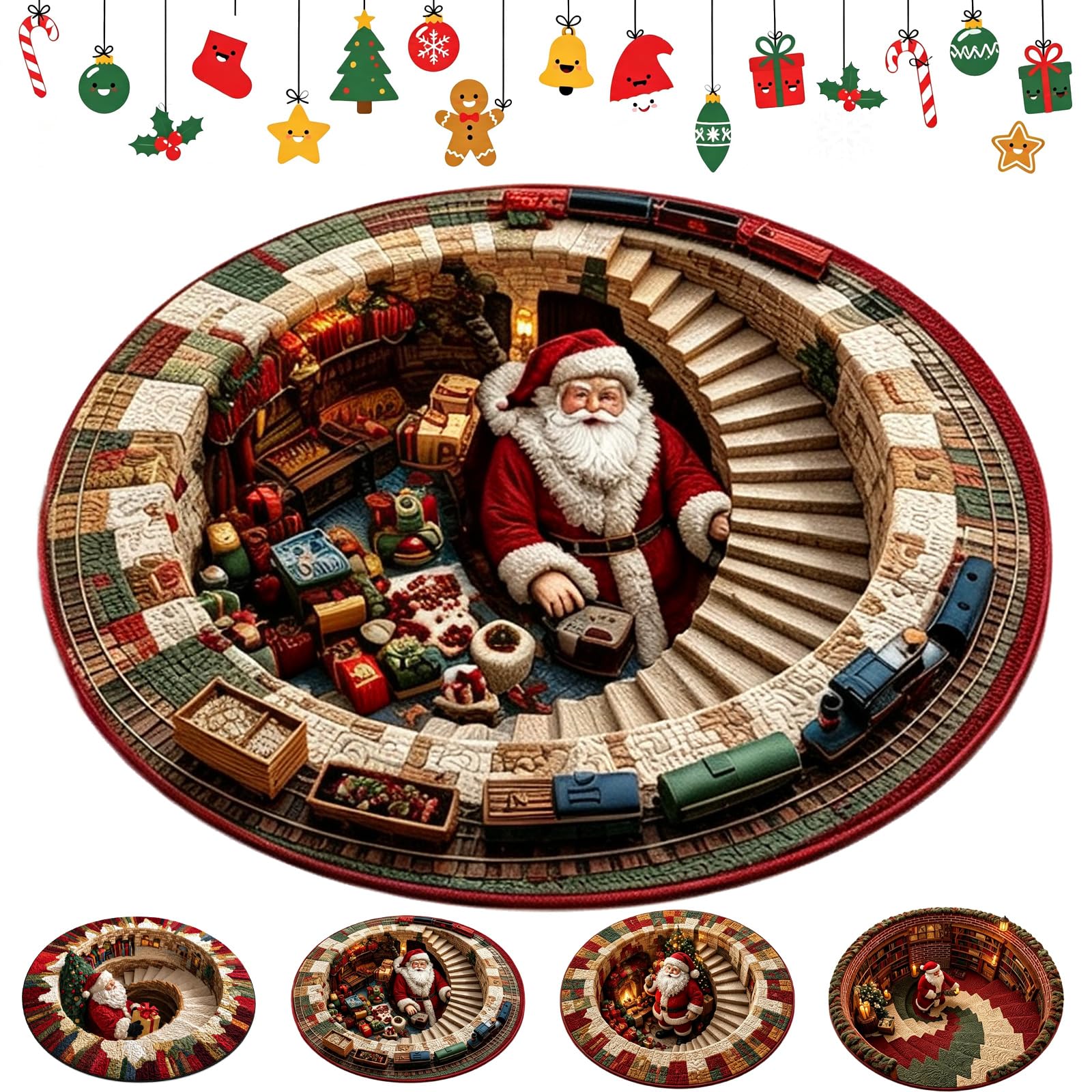 3D Christmas Rugs, 3D Rugs Optical Illusion Christmas (H,32in)