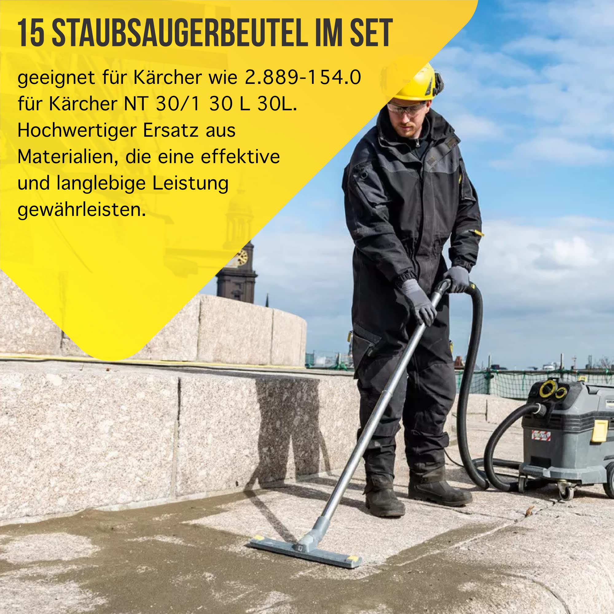 15 Staubsaugerbeutel für Kärcher NT 30/1 Ref. 2.889-154.0 | Für Kärcher NT 30/1, für Staubsauger, Referenz-Nr. 2.889-154.0