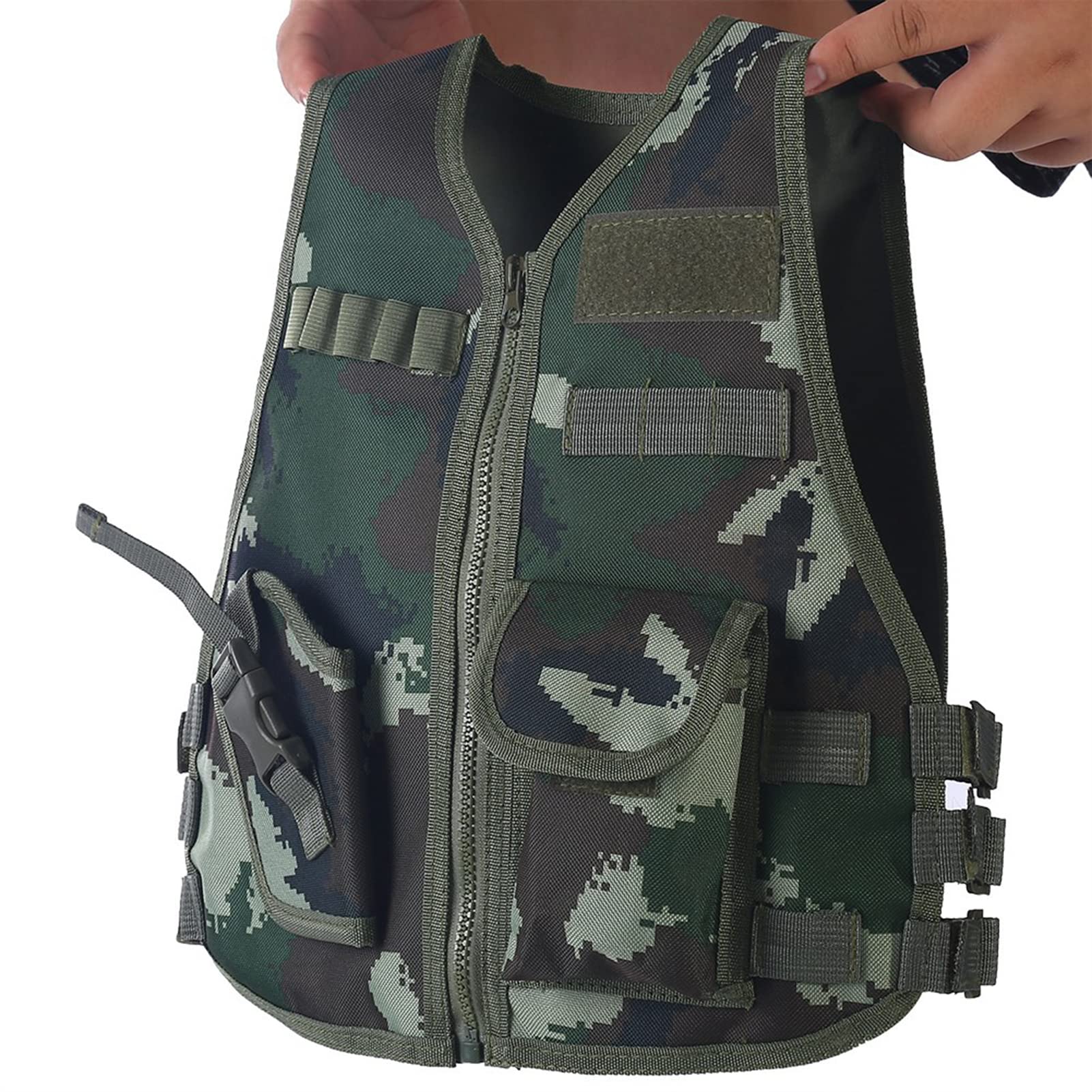 BROLEO Gilet de Chasse pour Enfant, Gilet à Encolure en V Durable et Résistant à l'usure, Enfants Réglables pour le Jeu de Chasse, Divertissement en Plein Air (L)