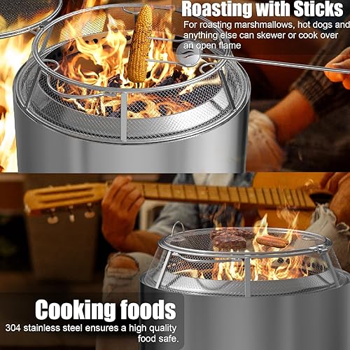 Miniatura 6 de AJinTeby Protector para fogata para estufa sola, pantalla protectora de chispas de acero inoxidable, pantalla protectora de chispas para estufa