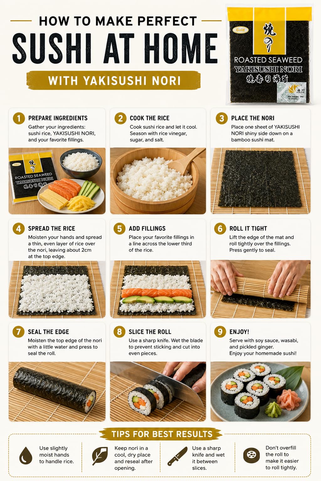 Noriko Roasted Seaweed Yaki Sushi Nori, 10 Sheets, 0.85 oz ℮ 24 g 4