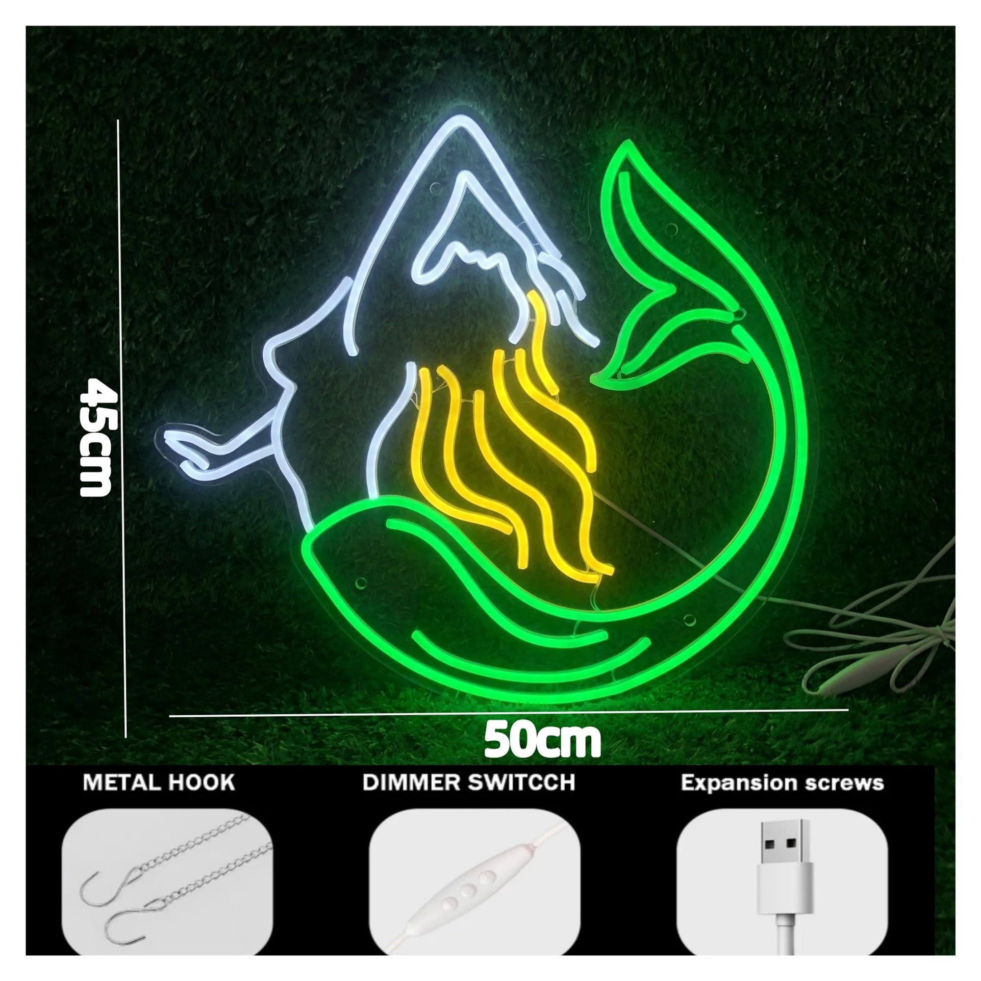 Decoración Lámparas Letrero De Neón De Sirena Hermosa Princesa Luz Para Dormitorio Guardería Habitación De Bebé Océano Playa Cumpleaños Decoración De Pared 50cmx45cm