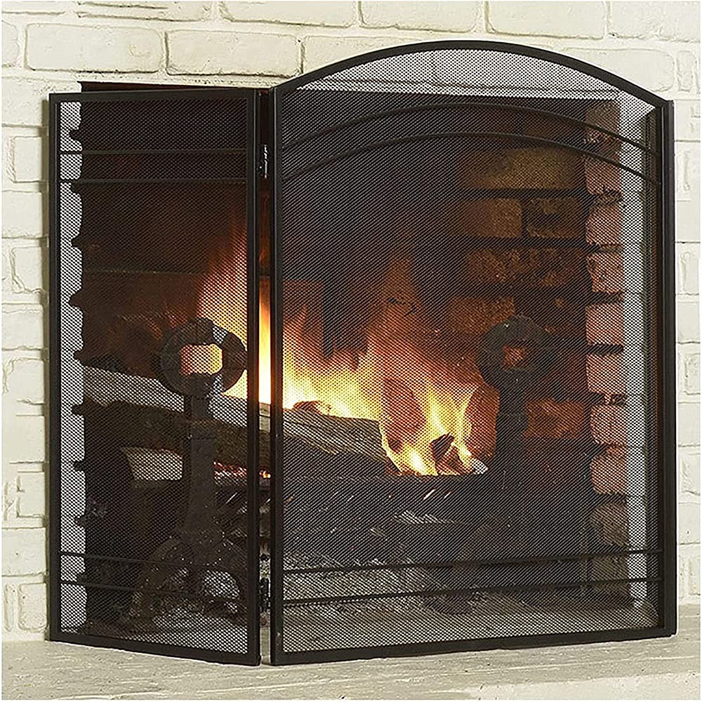 Buy FUFU Mesh Fireplace Screen 3 Panel Fire Safe Guard, Foldable Iron
