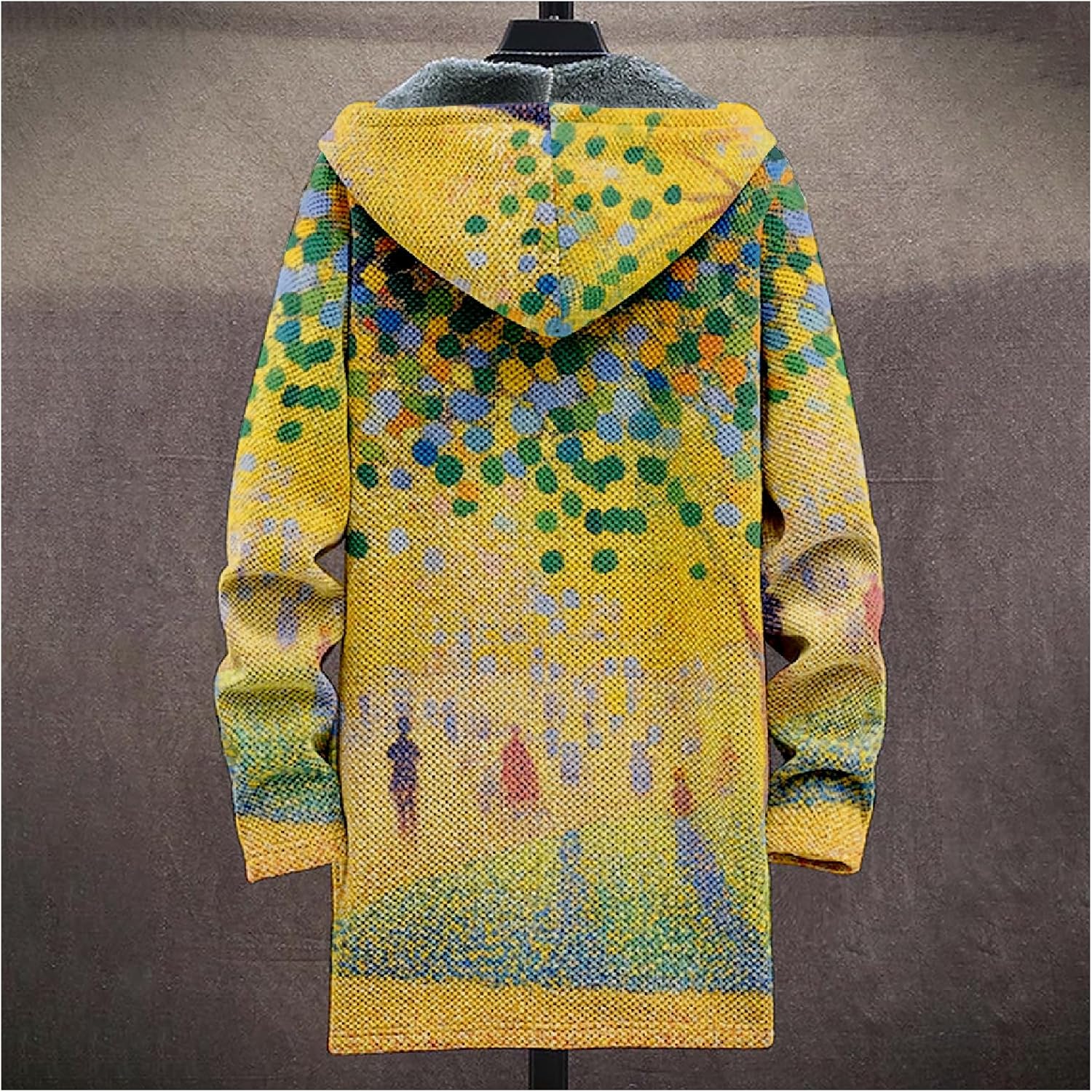 Mens Cardigan Sweater Classic Zip Long Fleece Lined Knitted Hoodies with Pockets Fashion Winter Coat - Image 4