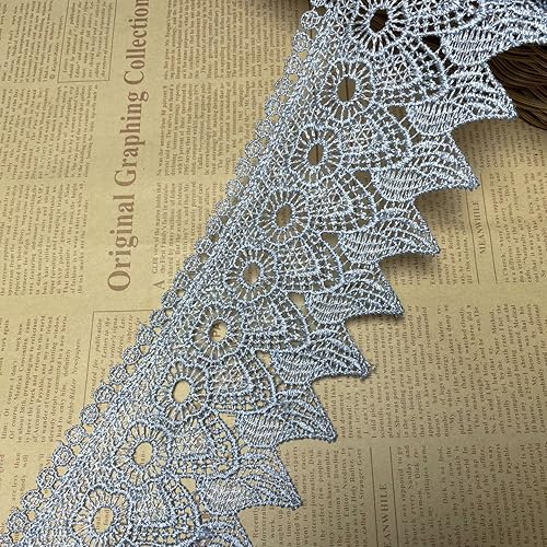 3.5 in de ancho con patrón de vela europea bordado inelástico con ribete de encaje, cubierta de cortina para mantel de cortina, ropa y accesorios (2