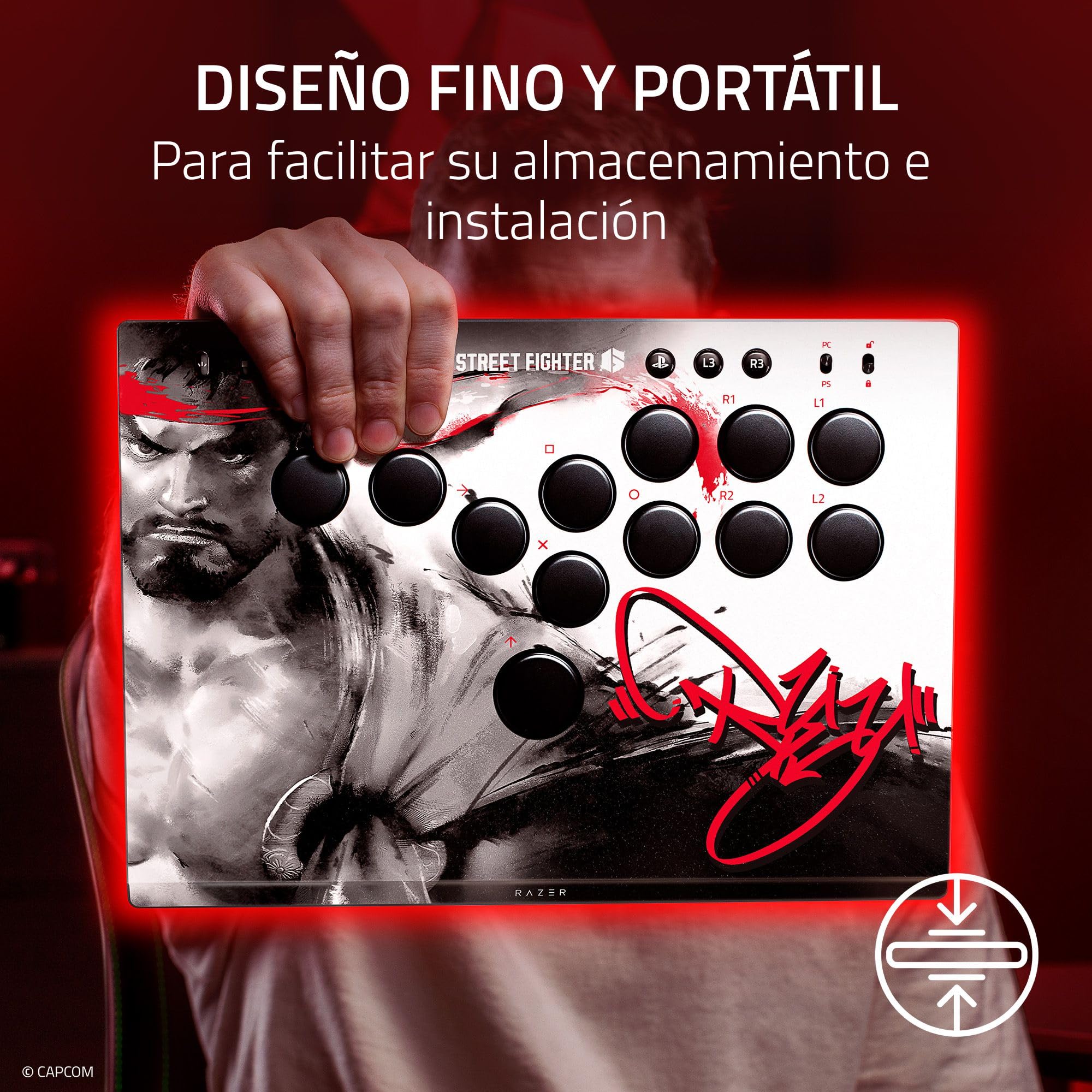 Razer Kitsune Ryu Edition - Mando óptico de estilo arcade para PS5 y PC - Disposición con 4 botones direccionales de precisión - Interruptores ópticos lineales planos | Ryu Ed.