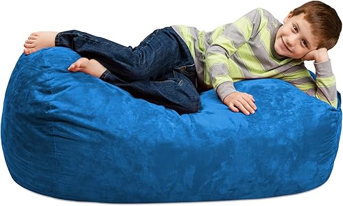 Chill Sack Silla de puf, tumbona de 4 pies, microgamuza - azul rey - solo funda