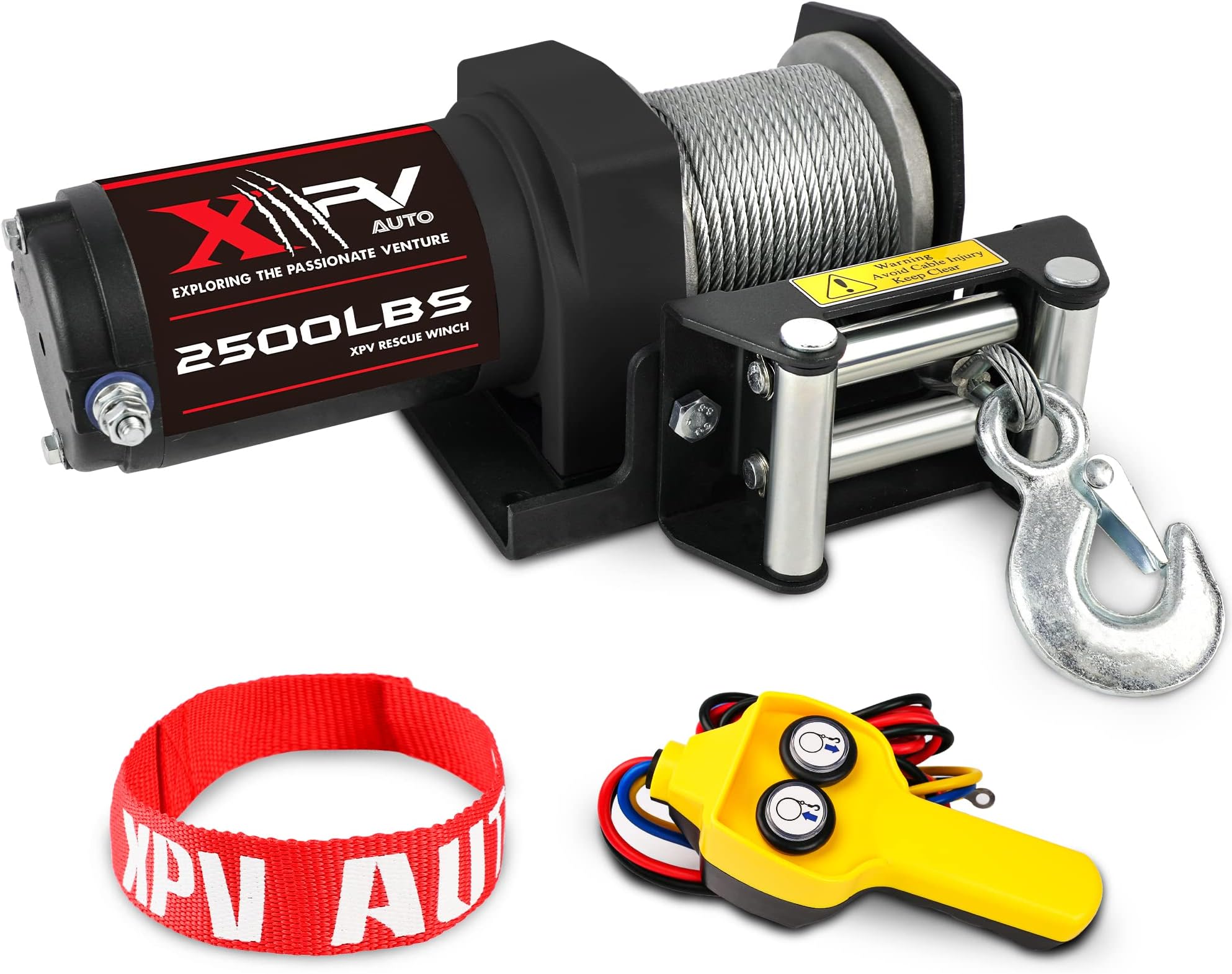 XPV AUTO 12V 4500LBS Steel Rope Electric Winch for Towing